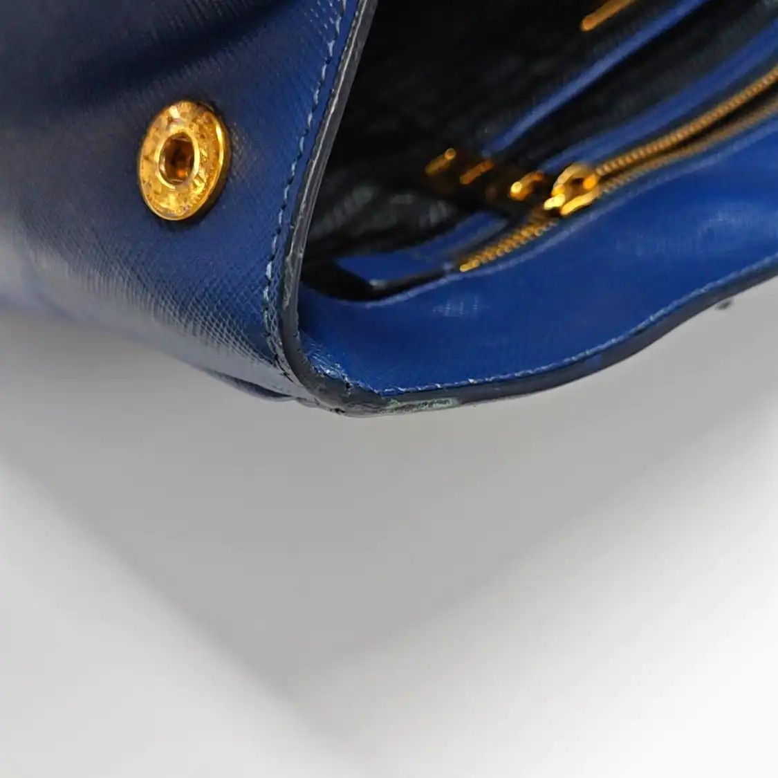Prada PRADA Galleria Large blue cowhide leather logo cross pattern handbag gold hardwa Size ONE SIZE - 17 Thumbnail