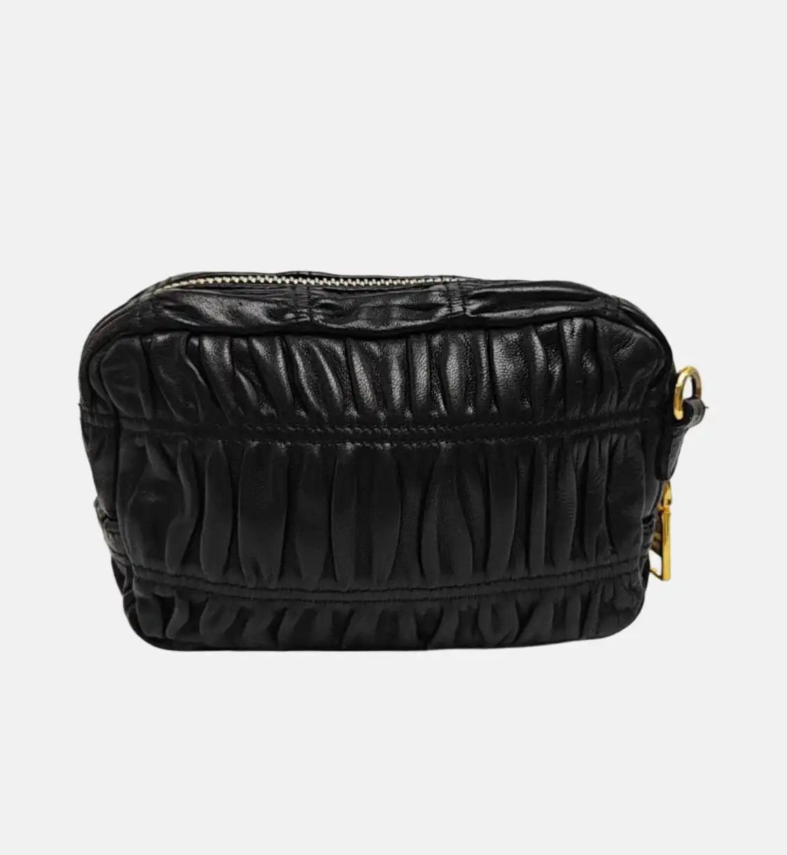 Prada PRADA black sheepskin quilted shoulder bag gold hardware detachable strap Size ONE SIZE - 5 Thumbnail