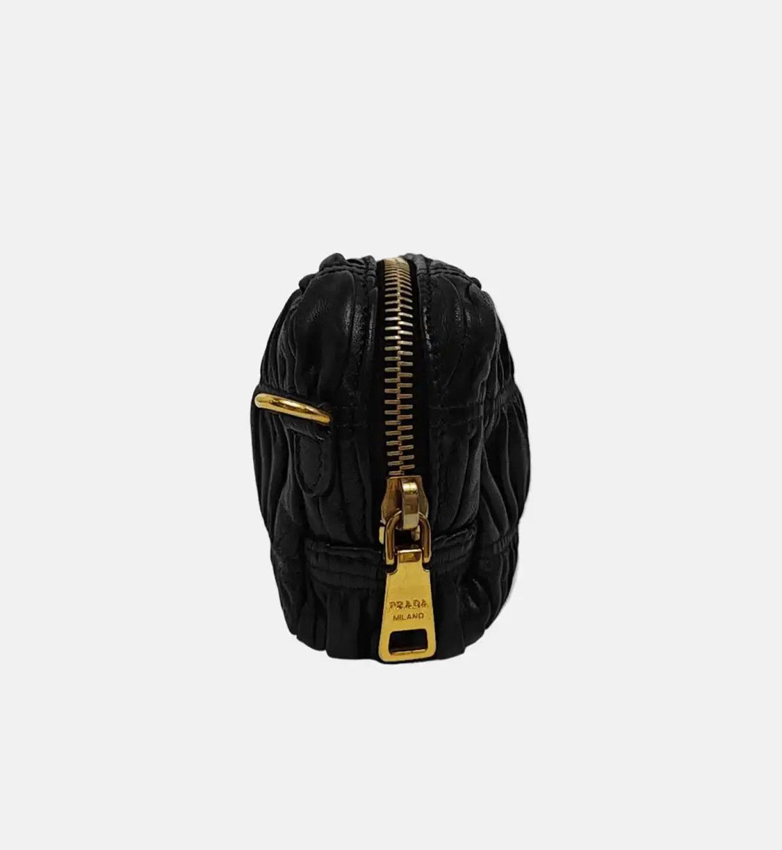 Prada PRADA black sheepskin quilted shoulder bag gold hardware detachable strap Size ONE SIZE - 4 Thumbnail