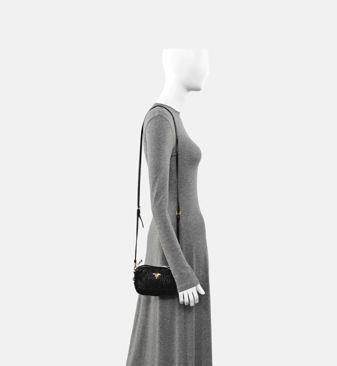 Prada PRADA black sheepskin quilted shoulder bag gold hardware detachable strap Size ONE SIZE - 2 Thumbnail
