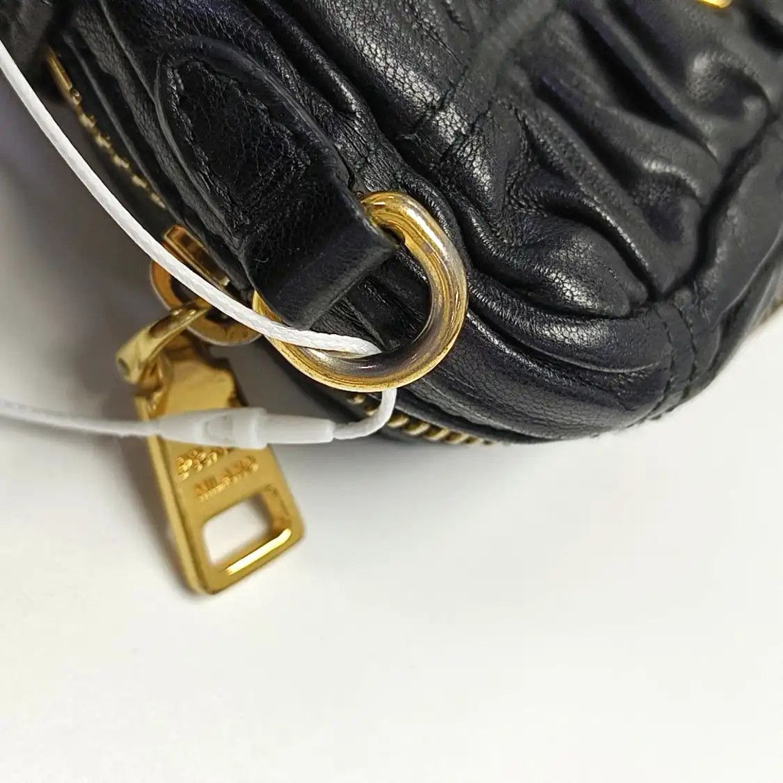 Prada PRADA black sheepskin quilted shoulder bag gold hardware detachable strap Size ONE SIZE - 10 Thumbnail