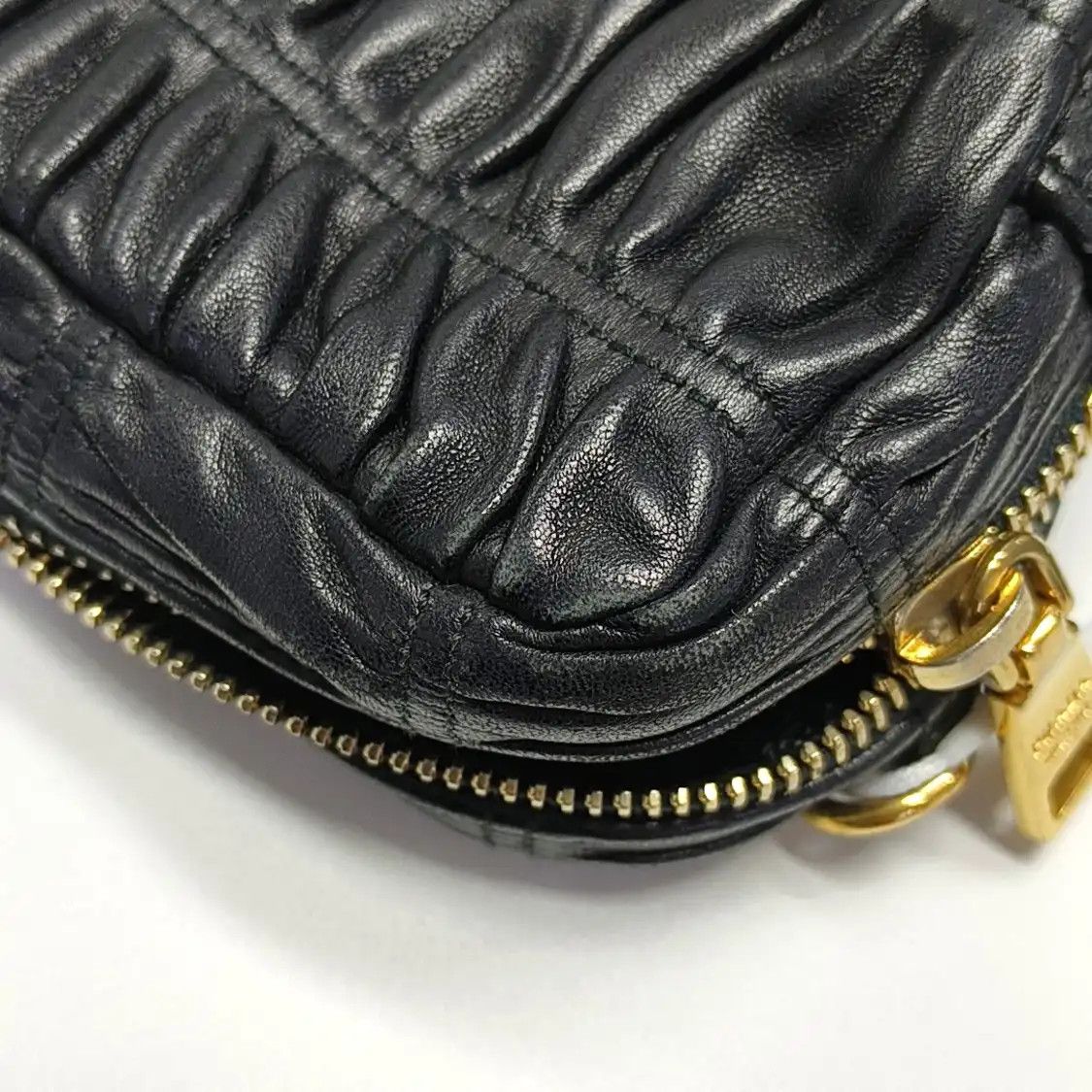 Prada PRADA black sheepskin quilted shoulder bag gold hardware detachable strap Size ONE SIZE - 12 Thumbnail