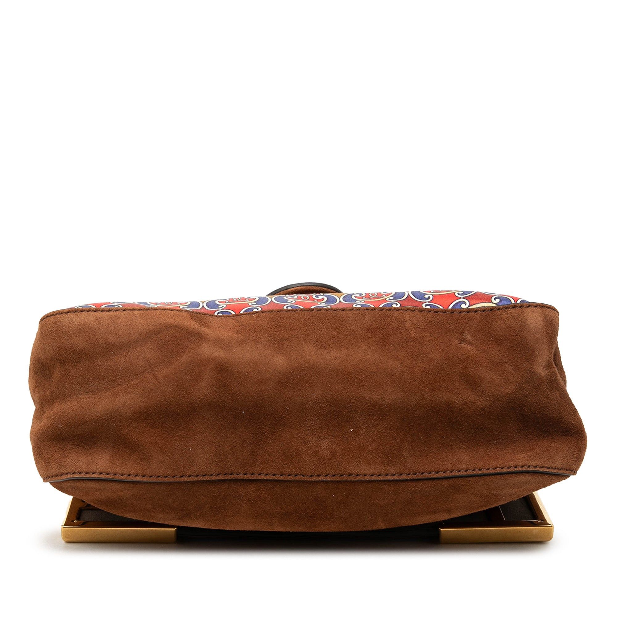 Fendi Printed Satin and Suede Double F Baguette Satchel Size ONE SIZE - 3 Thumbnail