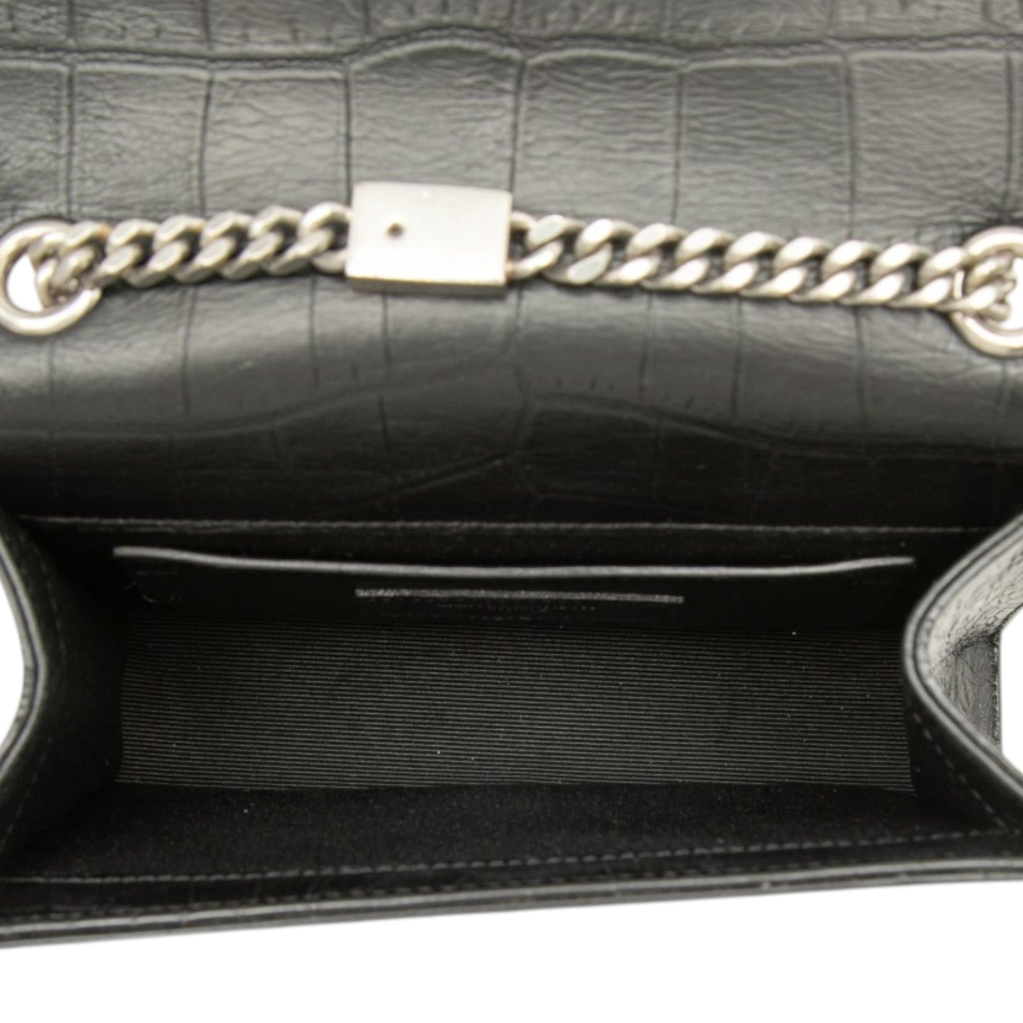 Saint Laurent Paris Croc Embossed Leather Monogram Kate Tassel Crossbody Size ONE SIZE - 4 Thumbnail
