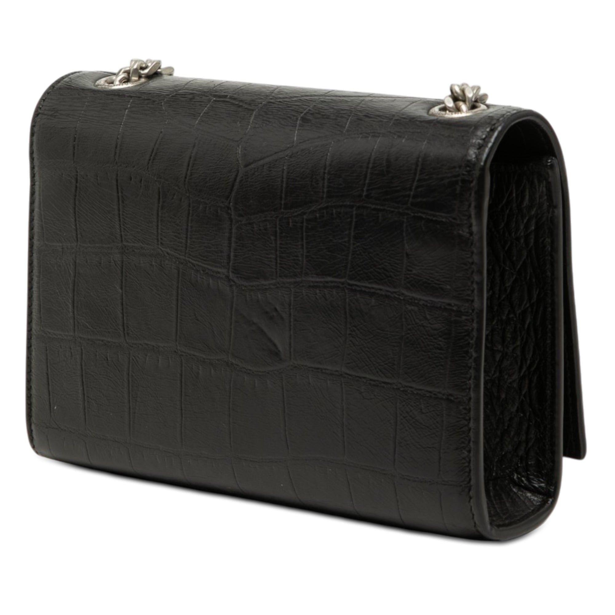 Saint Laurent Paris Croc Embossed Leather Monogram Kate Tassel Crossbody Size ONE SIZE - 2 Thumbnail