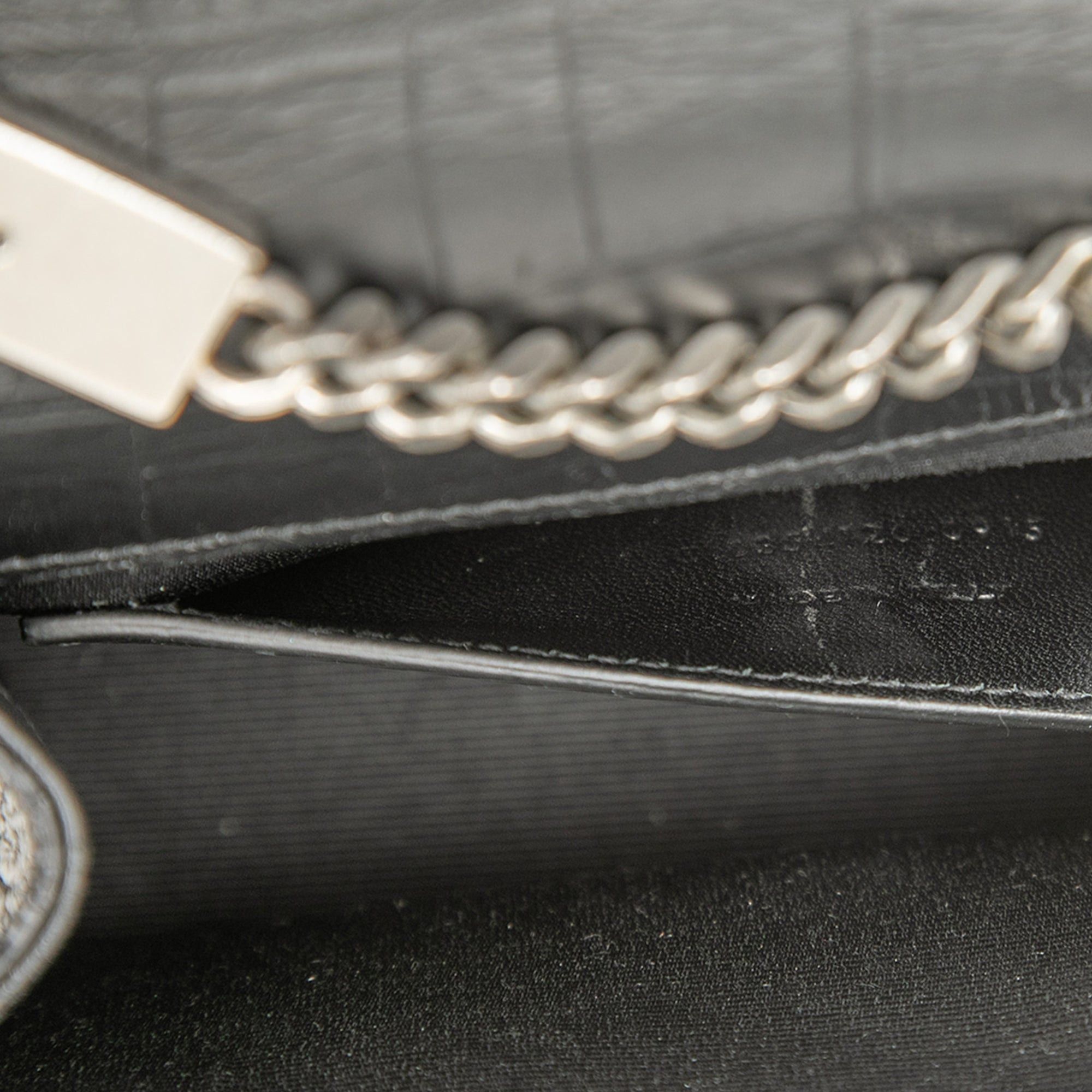 Saint Laurent Paris Croc Embossed Leather Monogram Kate Tassel Crossbody Size ONE SIZE - 6 Thumbnail