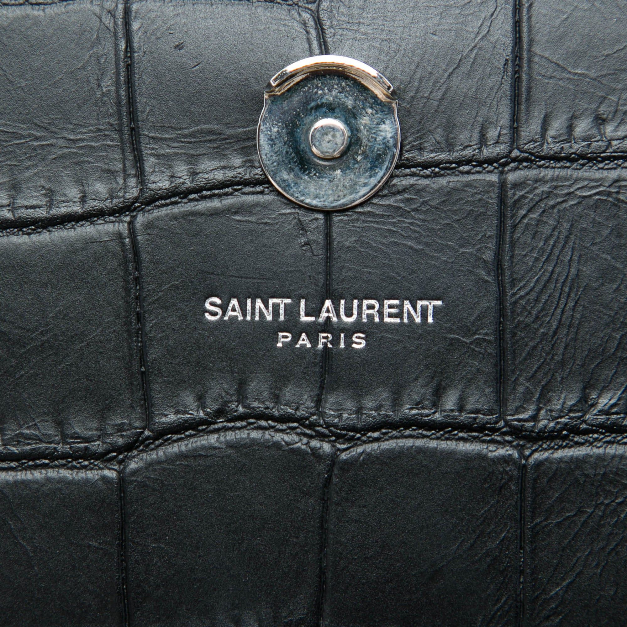 Saint Laurent Paris Croc Embossed Leather Monogram Kate Tassel Crossbody Size ONE SIZE - 5 Thumbnail