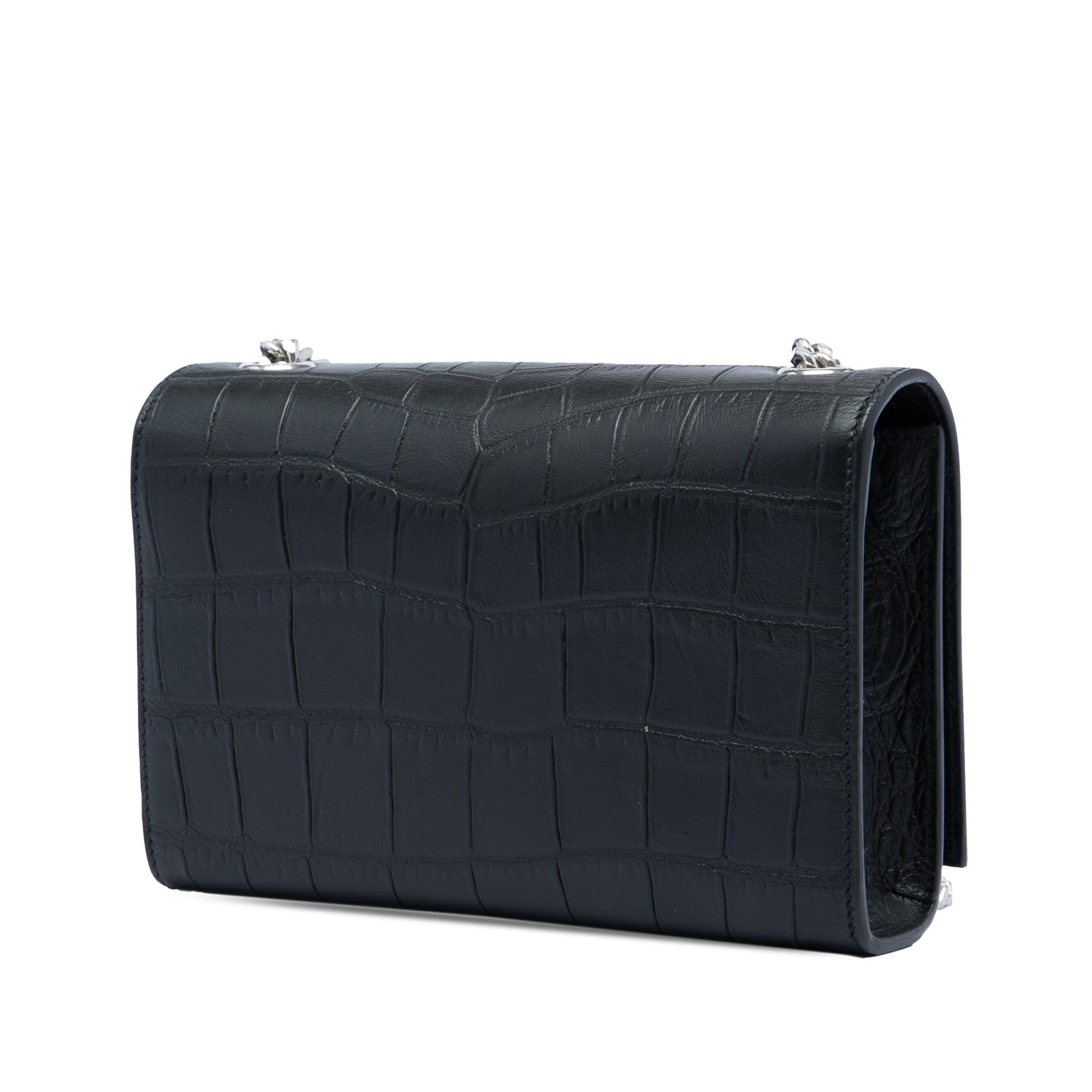 Saint Laurent Paris Croc Embossed Leather Monogram Kate Tassel Crossbody Size ONE SIZE - 2 Thumbnail