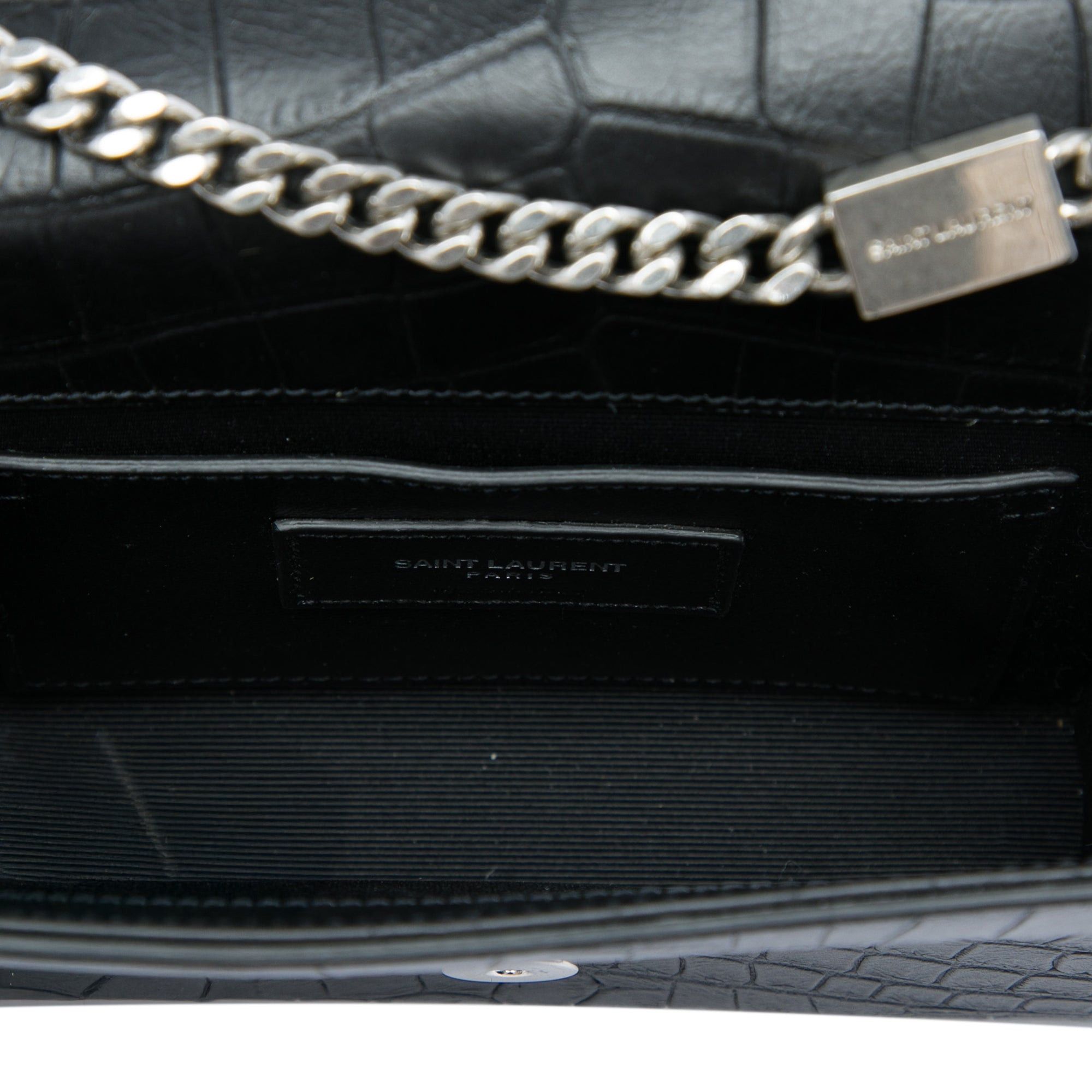 Saint Laurent Paris Croc Embossed Leather Monogram Kate Tassel Crossbody Size ONE SIZE - 4 Thumbnail