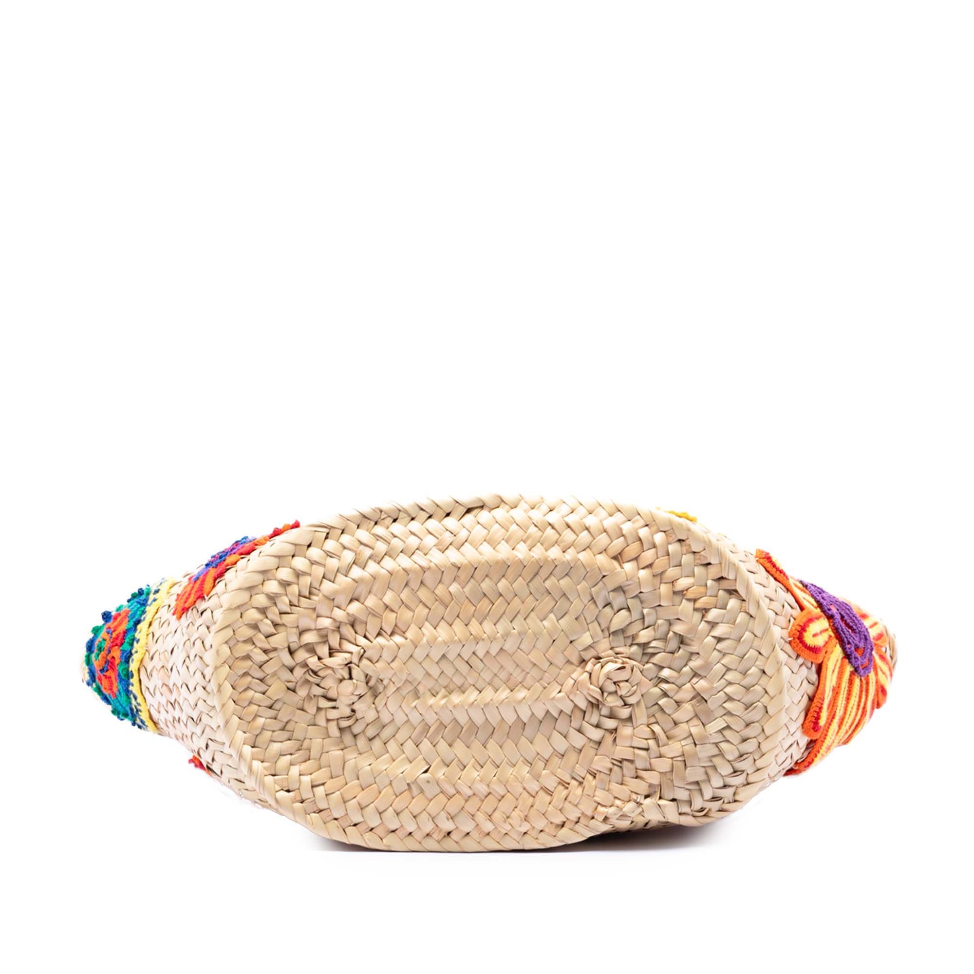 Loewe Floral Embroidered Raffia Basket Tote Size ONE SIZE - 3 Thumbnail