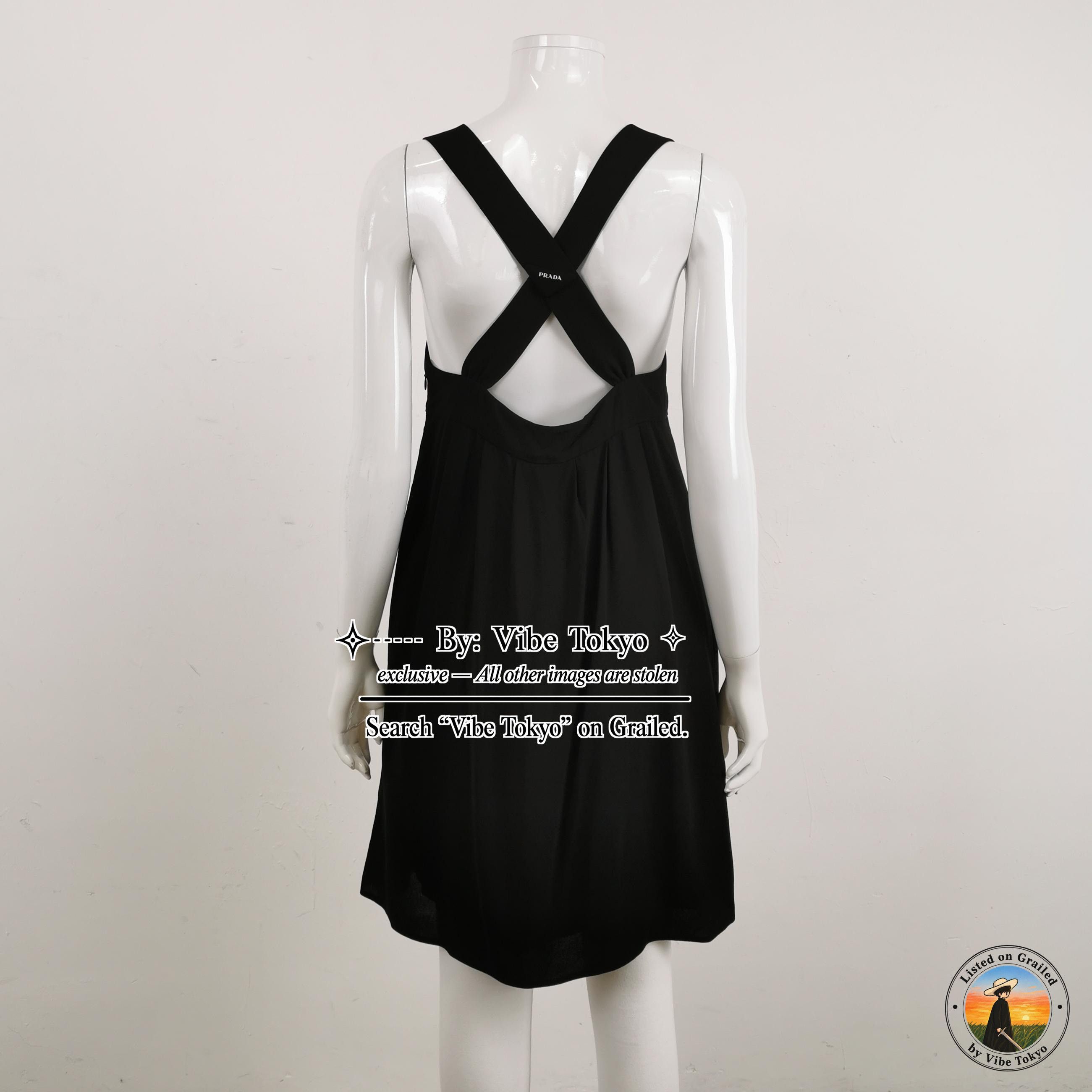 prada backless dress Logo Strap Mini Size 38 Color:Divablue Cap Sleeve Backless Open 931 Sparkling embellishments enrich the