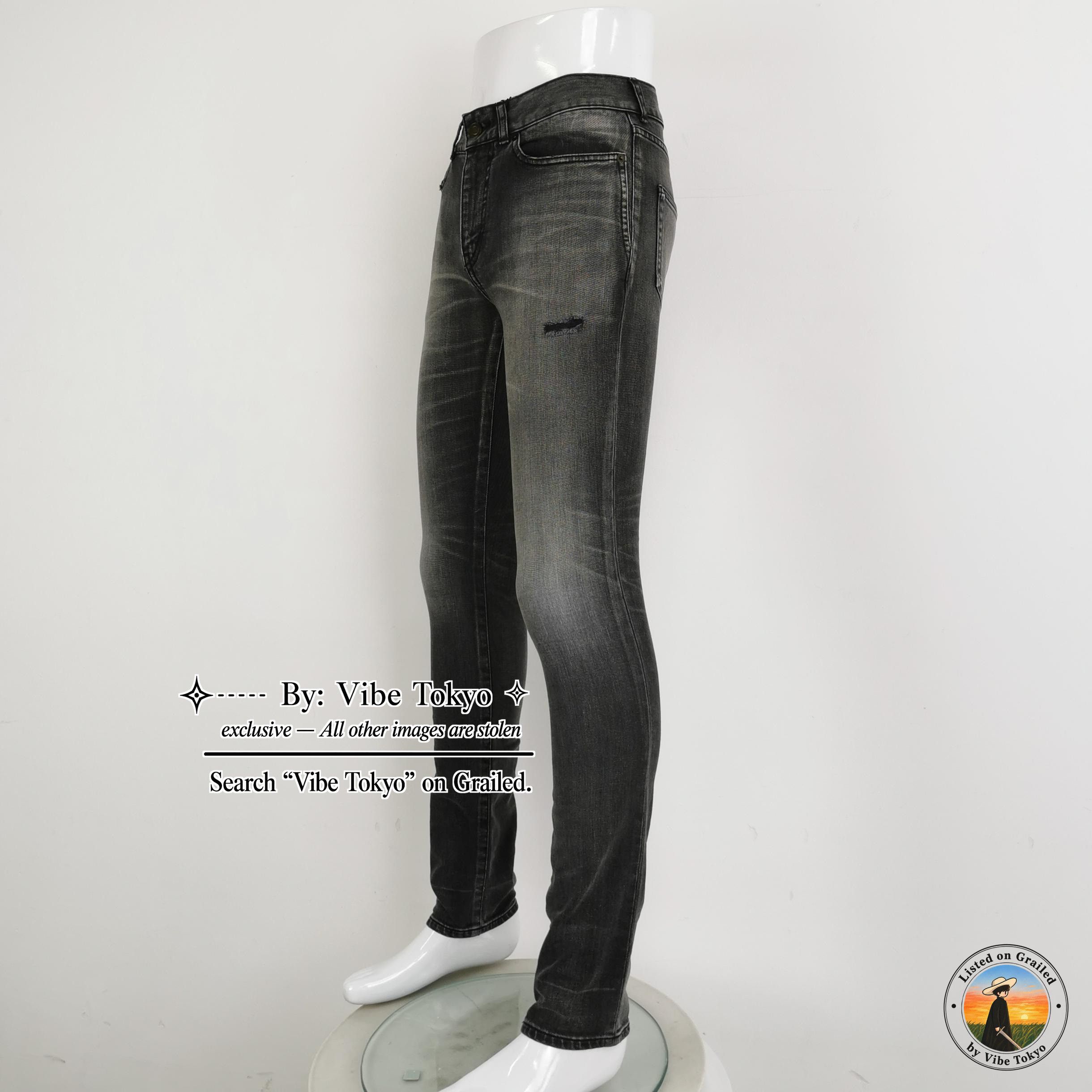 Saint Laurent Paris Saint Laurent Washed Black Denim Jeans Size 27