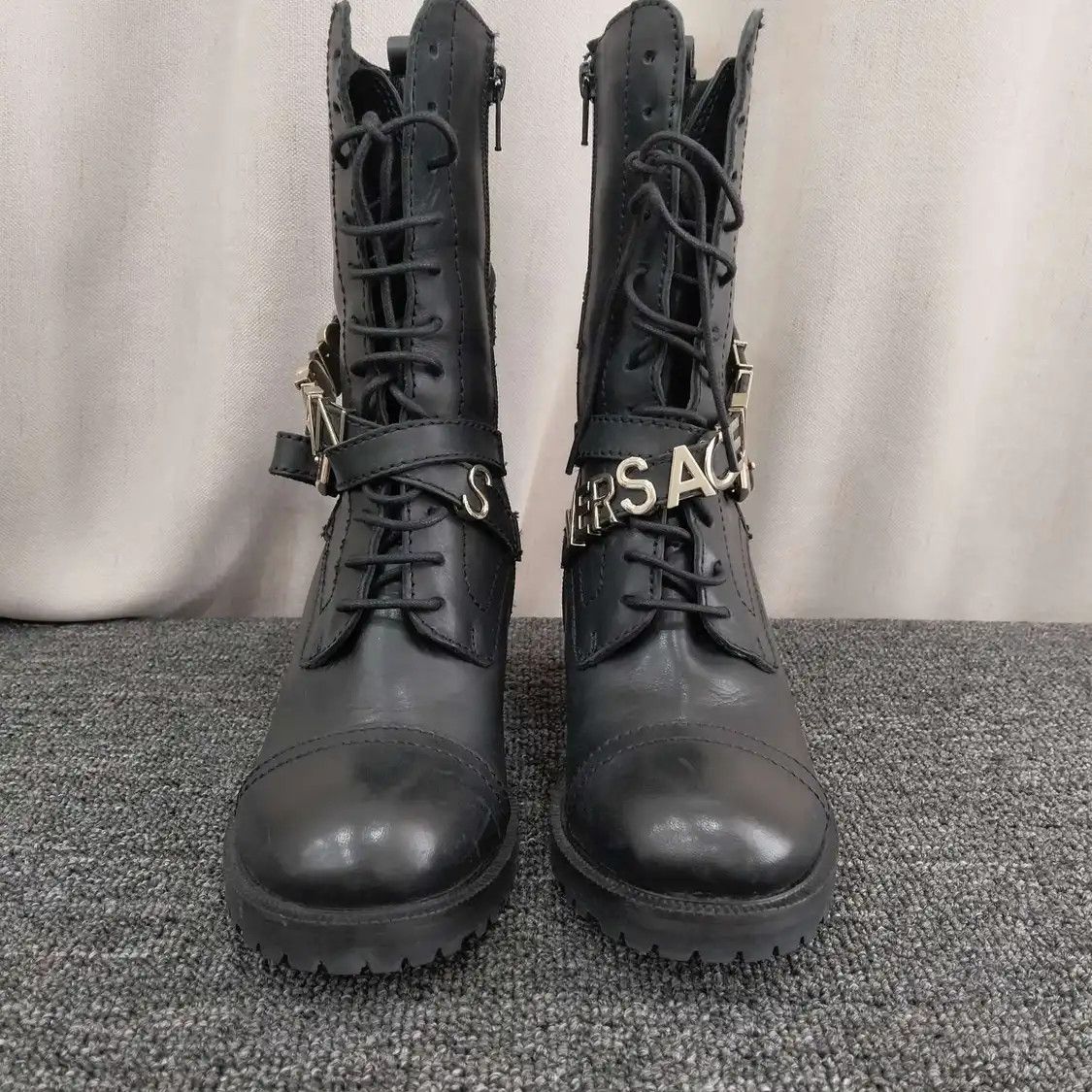 Versace VERSACE Winter black leather Women's mid-calf boots 35 Size US 5 / IT 35 - 4 Thumbnail