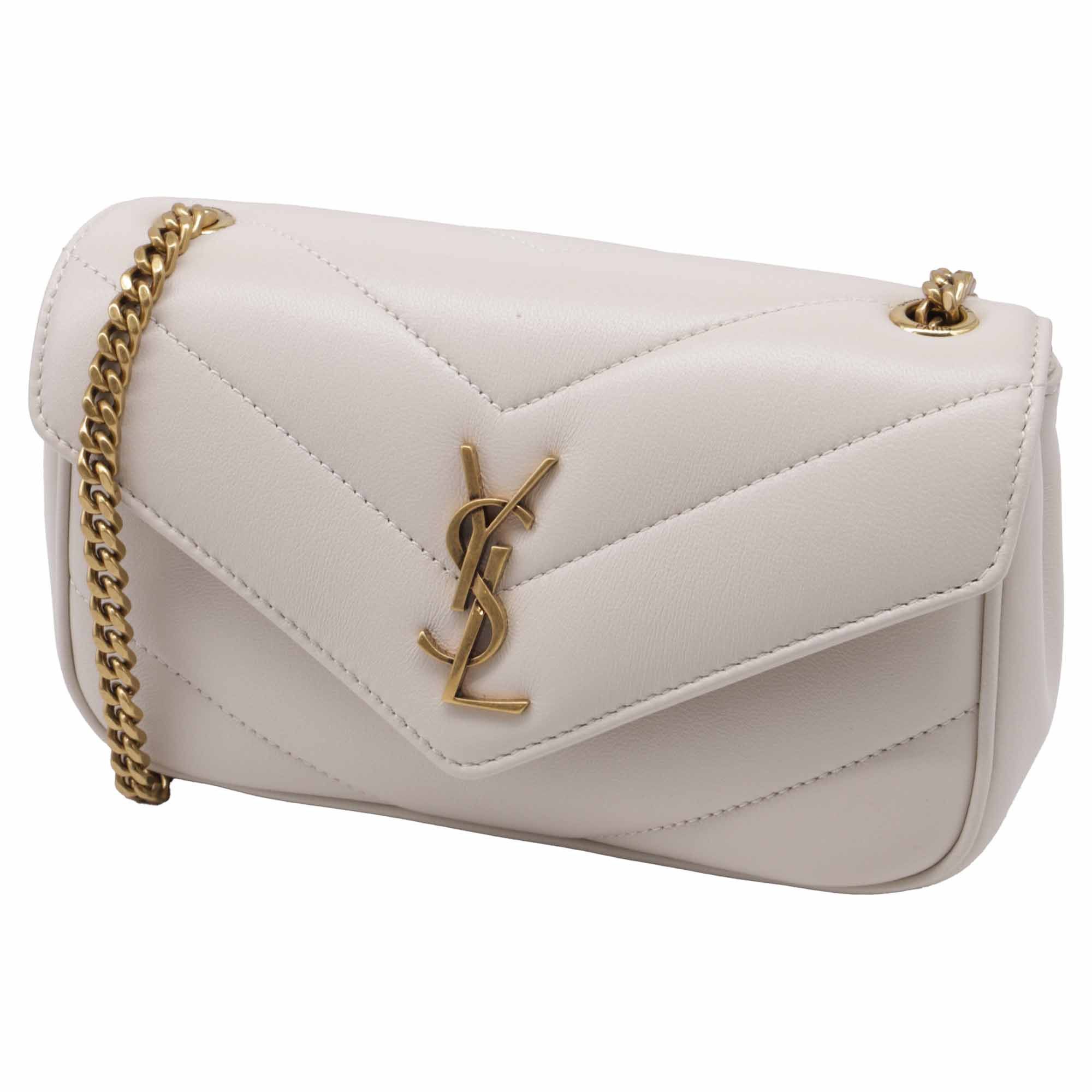 Yves Saint Laurent Saint Laurent Small Matelasse Loulou Bag in White Lambskin L Size ONE SIZE - 2 Thumbnail