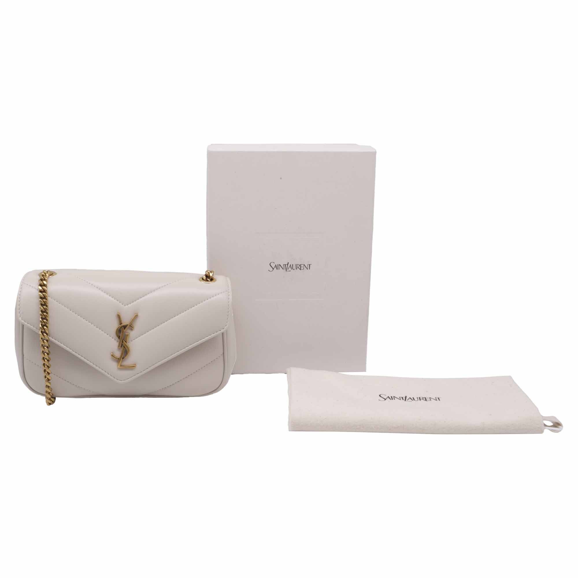 Yves Saint Laurent Saint Laurent Small Matelasse Loulou Bag in White Lambskin L Size ONE SIZE - 6 Thumbnail