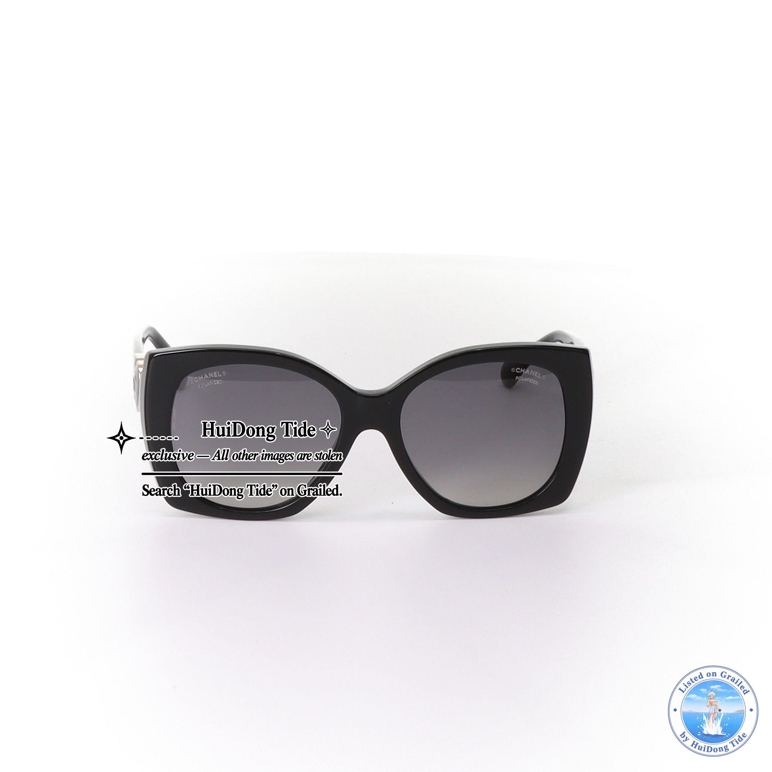Chanel CHANEL Heart Logo Acetate Sunglasses Black Size ONE SIZE - 2 Thumbnail