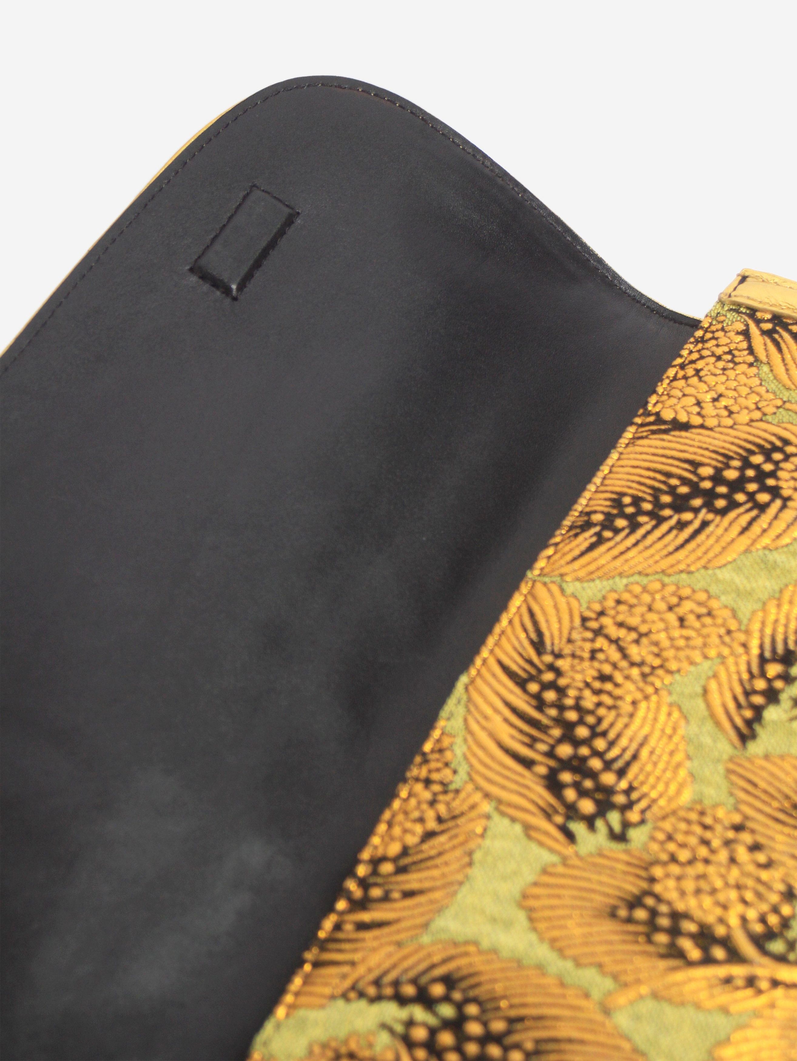 Dries Van Noten Green and gold floral jacquard clutch Size ONE SIZE - 6 Thumbnail