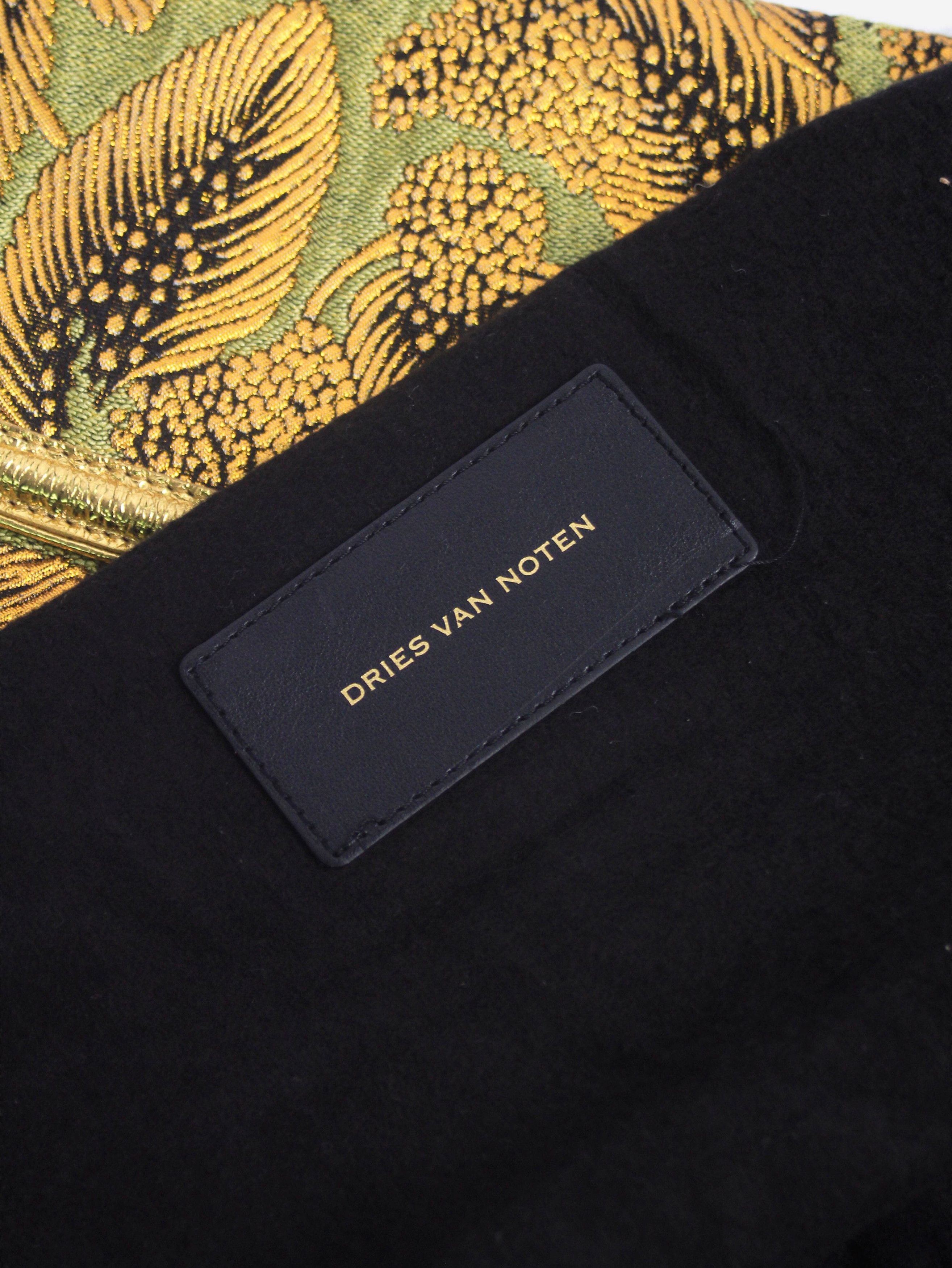 Dries Van Noten Green and gold floral jacquard clutch Size ONE SIZE - 8 Thumbnail
