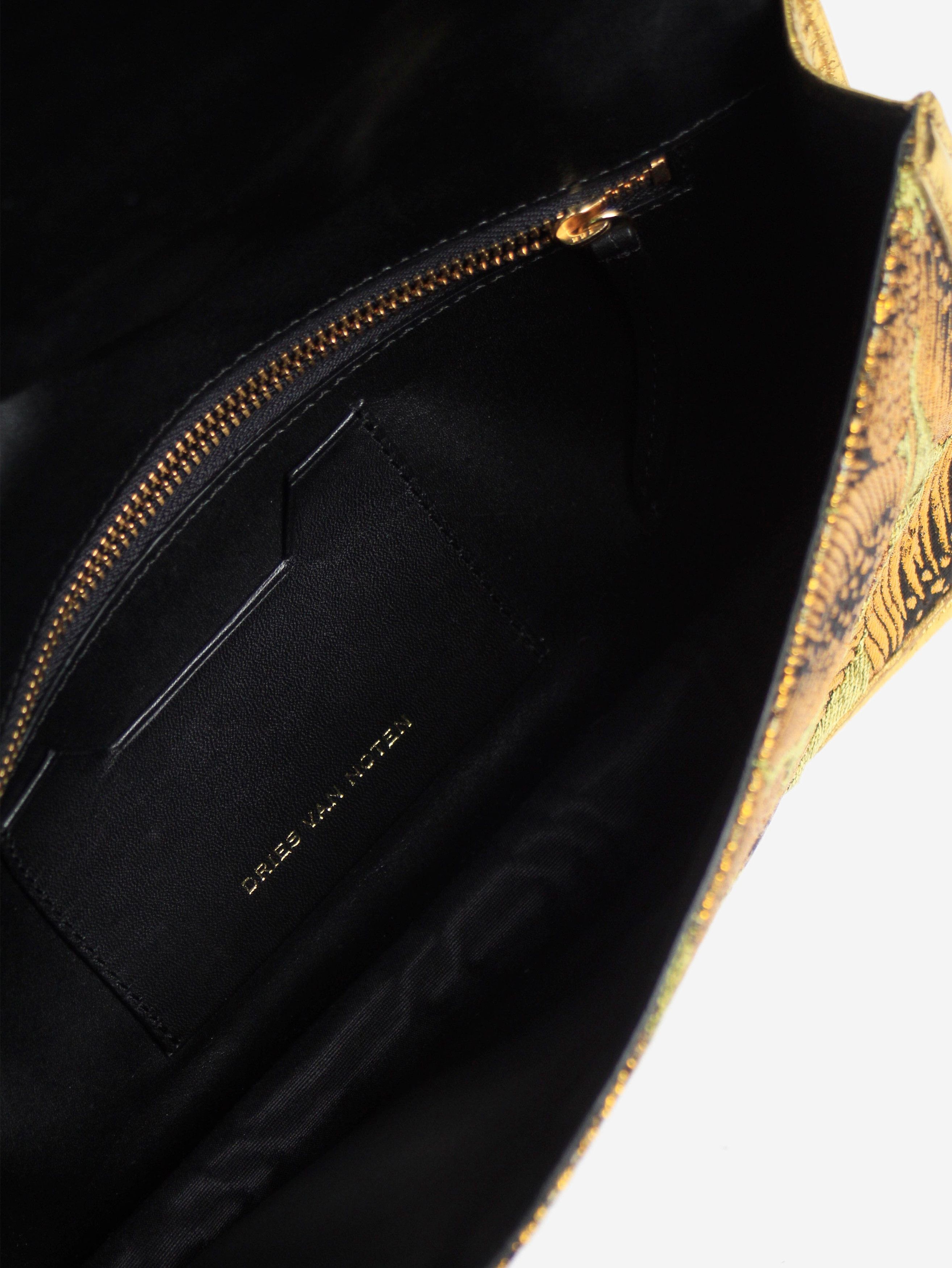 Dries Van Noten Green and gold floral jacquard clutch Size ONE SIZE - 7 Thumbnail