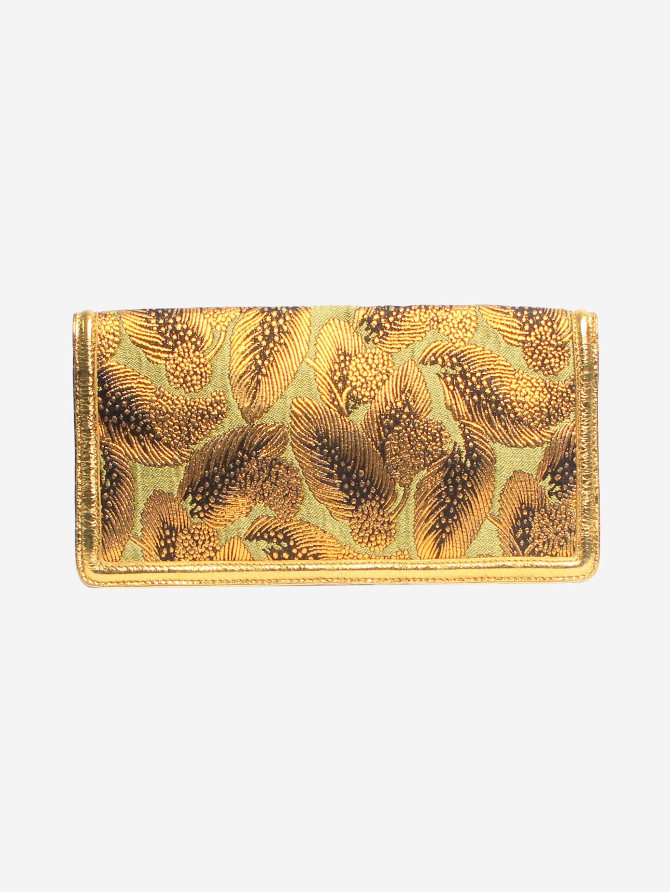 Dries Van Noten Green and gold floral jacquard clutch Size ONE SIZE - 2 Thumbnail