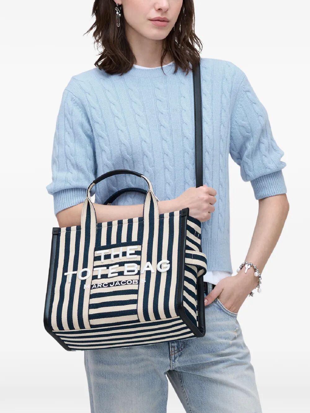 Marc Jacobs THE STRIPE CANVAS MEDIUM TOTE BAG Size ONE SIZE - 2 Thumbnail
