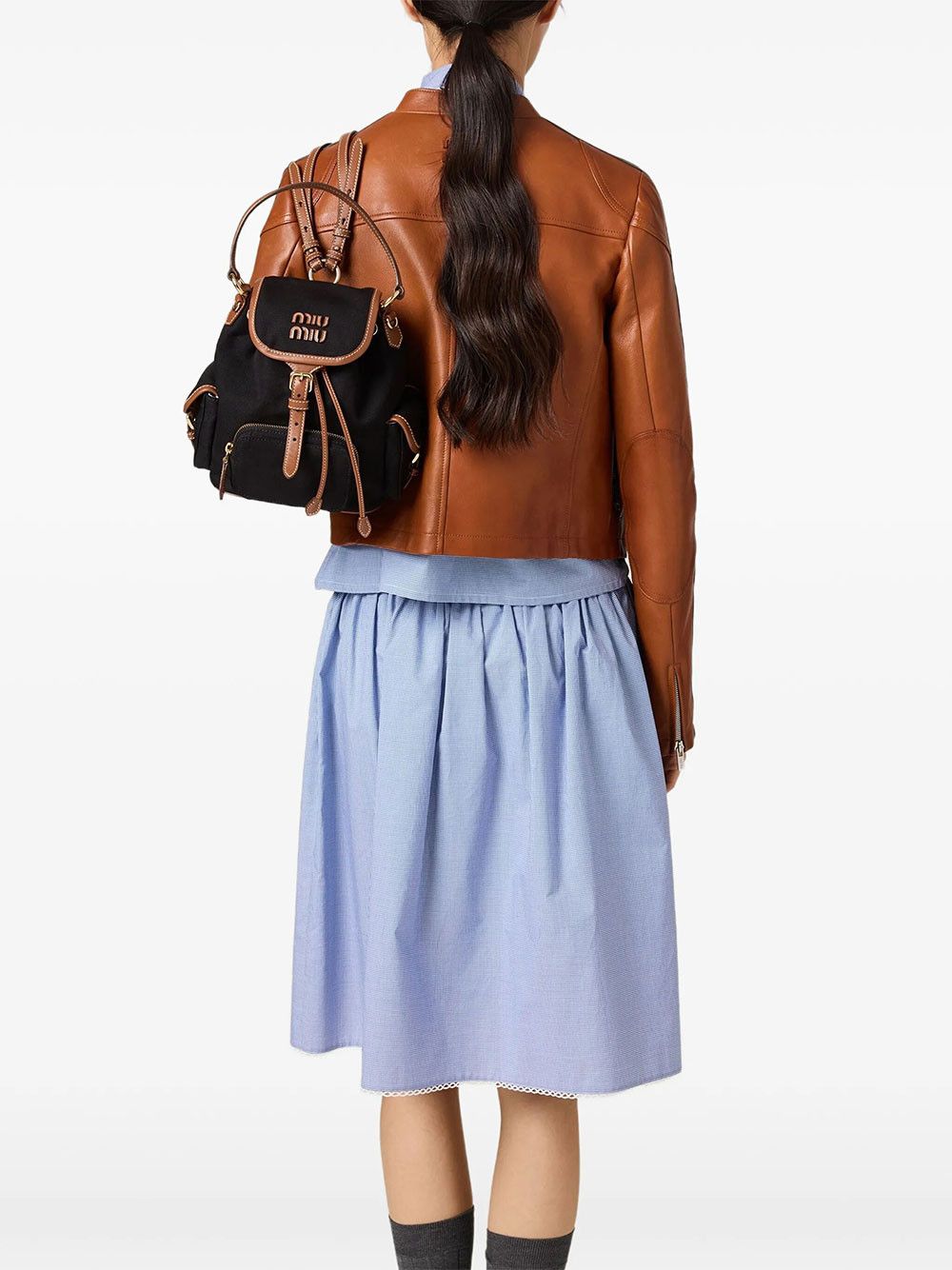 Miu Miu CANVAS AND LEATHER MEDIUM BACKPACK Size ONE SIZE - 2 Thumbnail