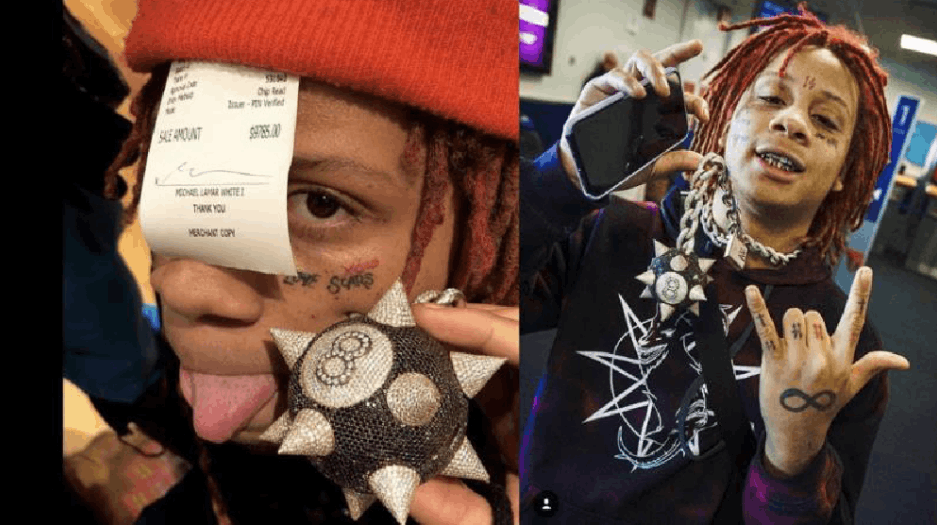 Custom Trippie Redd 14k Gold Iced Out Spike Ball Necklace Grailed 