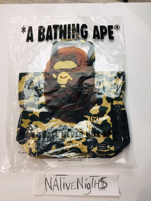 Bape A bathing Ape Bape porter 1st Camo Tote Bag SS19 Yellow