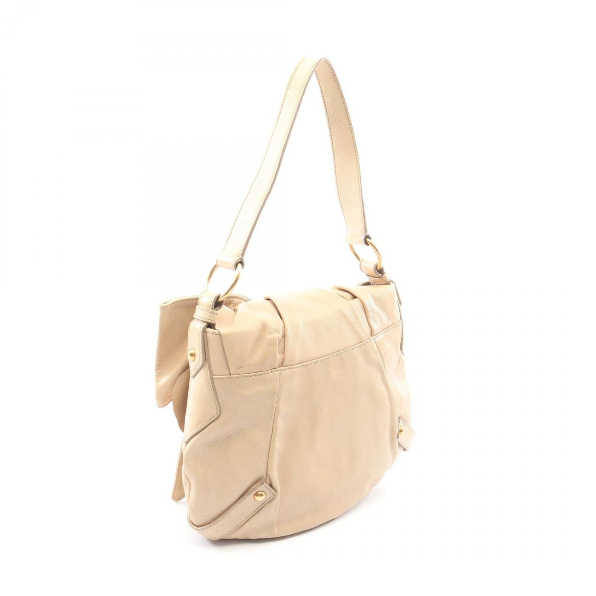 Yves Saint Laurent Yves Saint Laurent Rive Gauche Sac Bow Ribbon Shoulder Bag Handbag Leather Women's Beige Size ONE SIZE - 2 Thumbnail