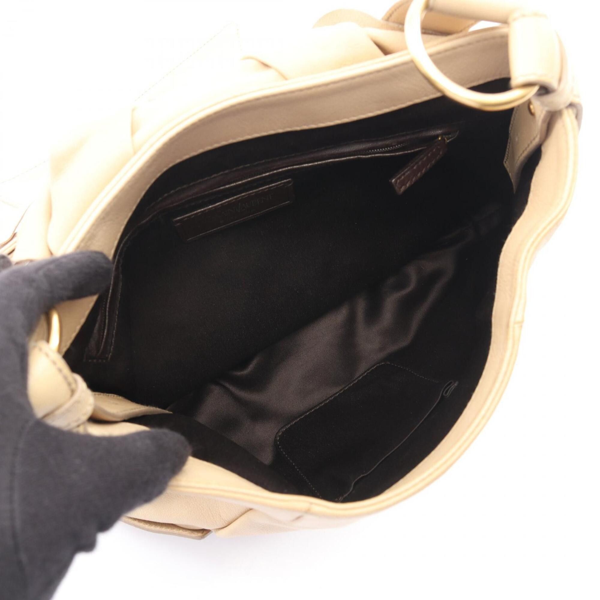 Yves Saint Laurent Yves Saint Laurent Rive Gauche Sac Bow Ribbon Shoulder Bag Handbag Leather Women's Beige Size ONE SIZE - 3 Thumbnail