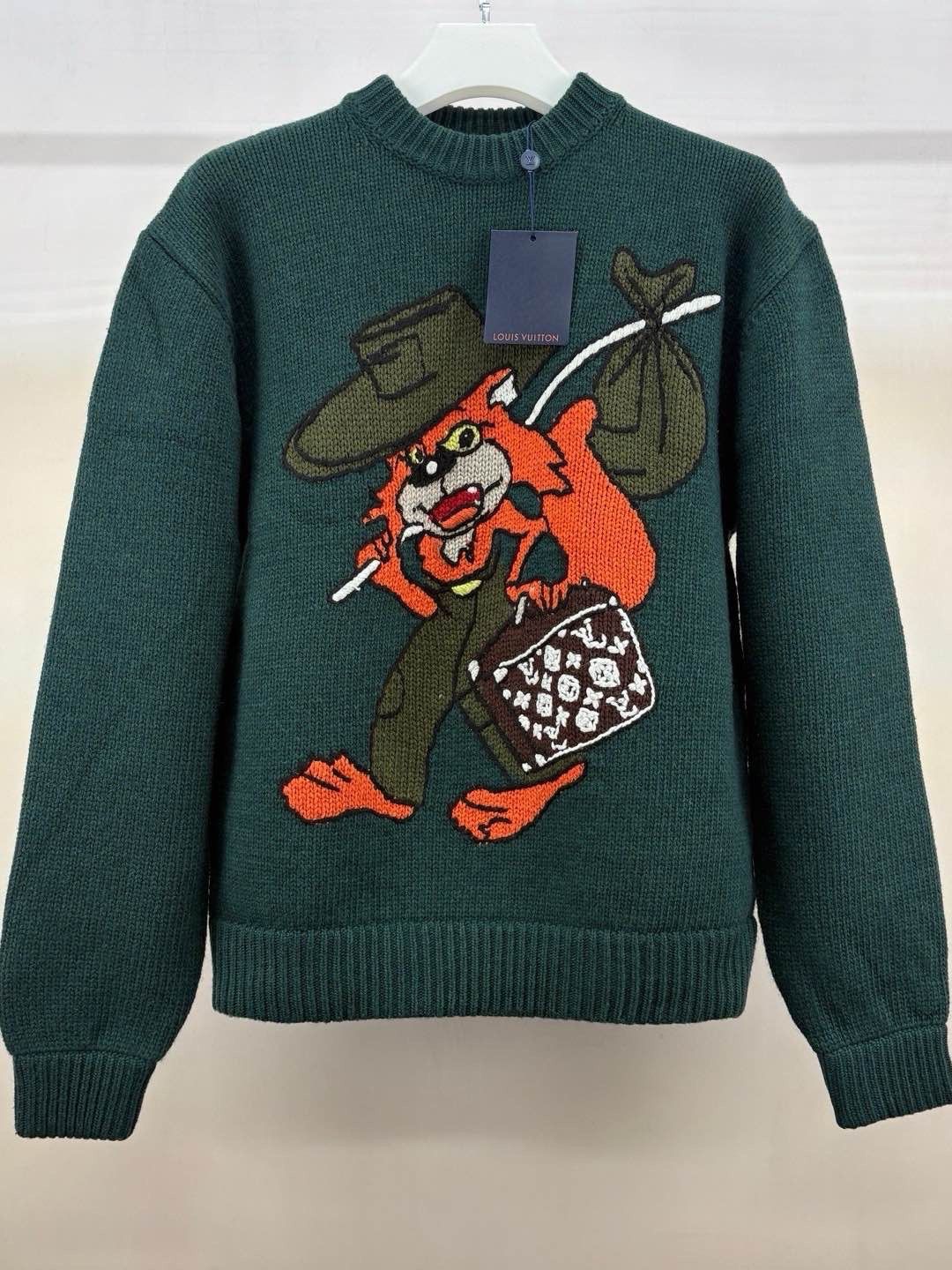 25SS LOUIS VUITTON グラフィック ダミエ ニット XLサイズ Louis Vuitton Louis Vuitton Fox Intarsia Knit Sweater Size XS