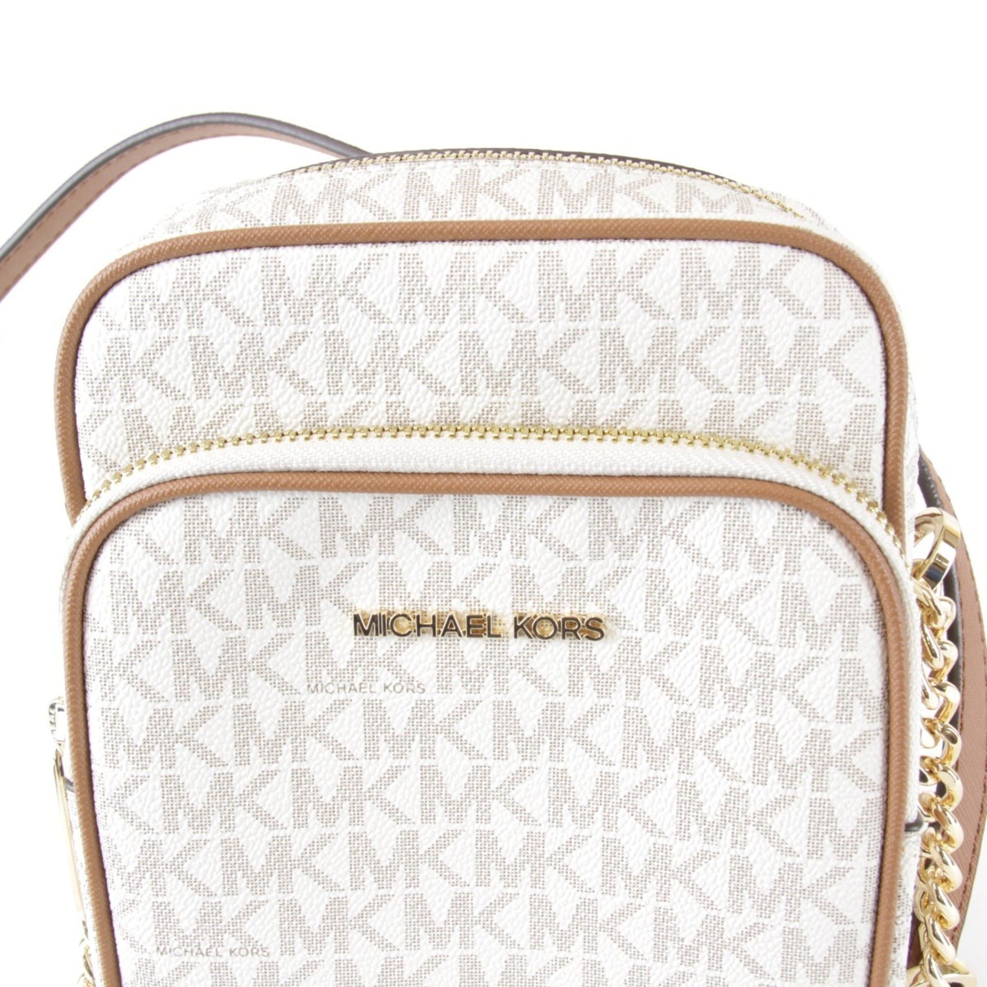 Michael Kors Michael Kors JET SET TRAVEL Chain Crossbody Vanilla Shoulder Bag White Women's Size ONE SIZE - 6 Thumbnail