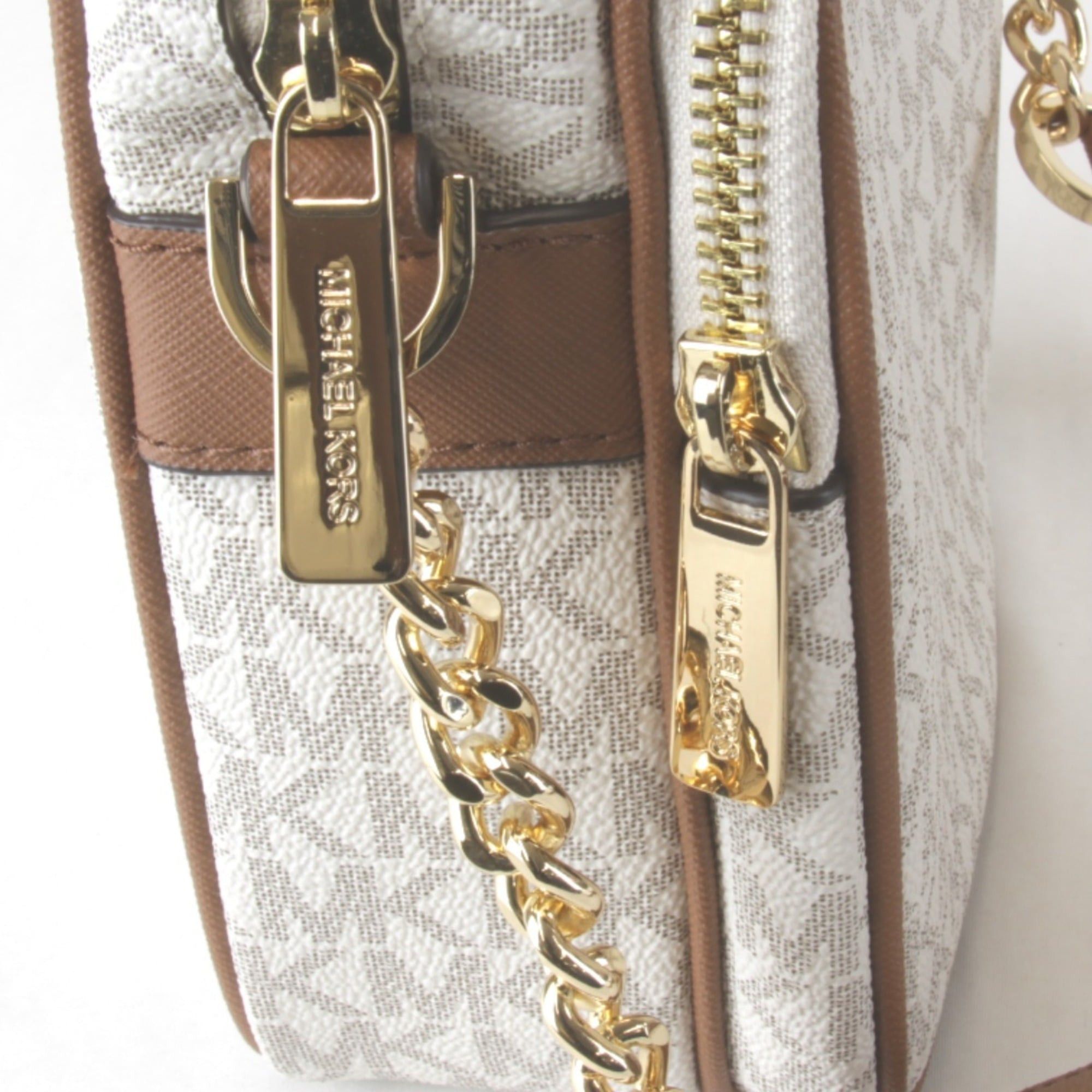 Michael Kors Michael Kors JET SET TRAVEL Chain Crossbody Vanilla Shoulder Bag White Women's Size ONE SIZE - 8 Thumbnail