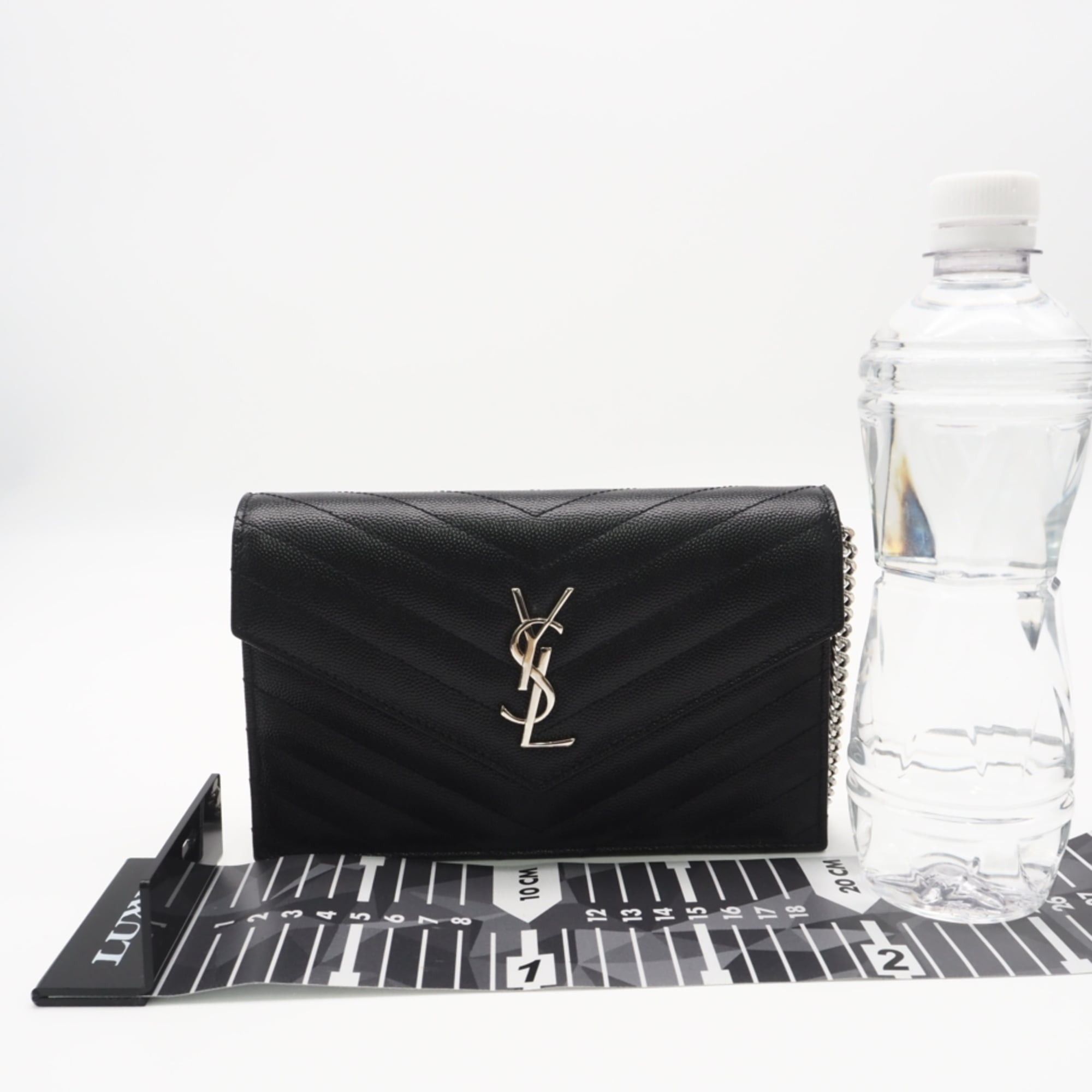 Yves Saint Laurent Yves Saint Laurent SAINT LAURENT PARIS Cassandra Envelope Chain Wallet 742920 (Grain de Poudre Leather) Shoulder Bag, Black, Women's Size ONE SIZE - 3 Thumbnail