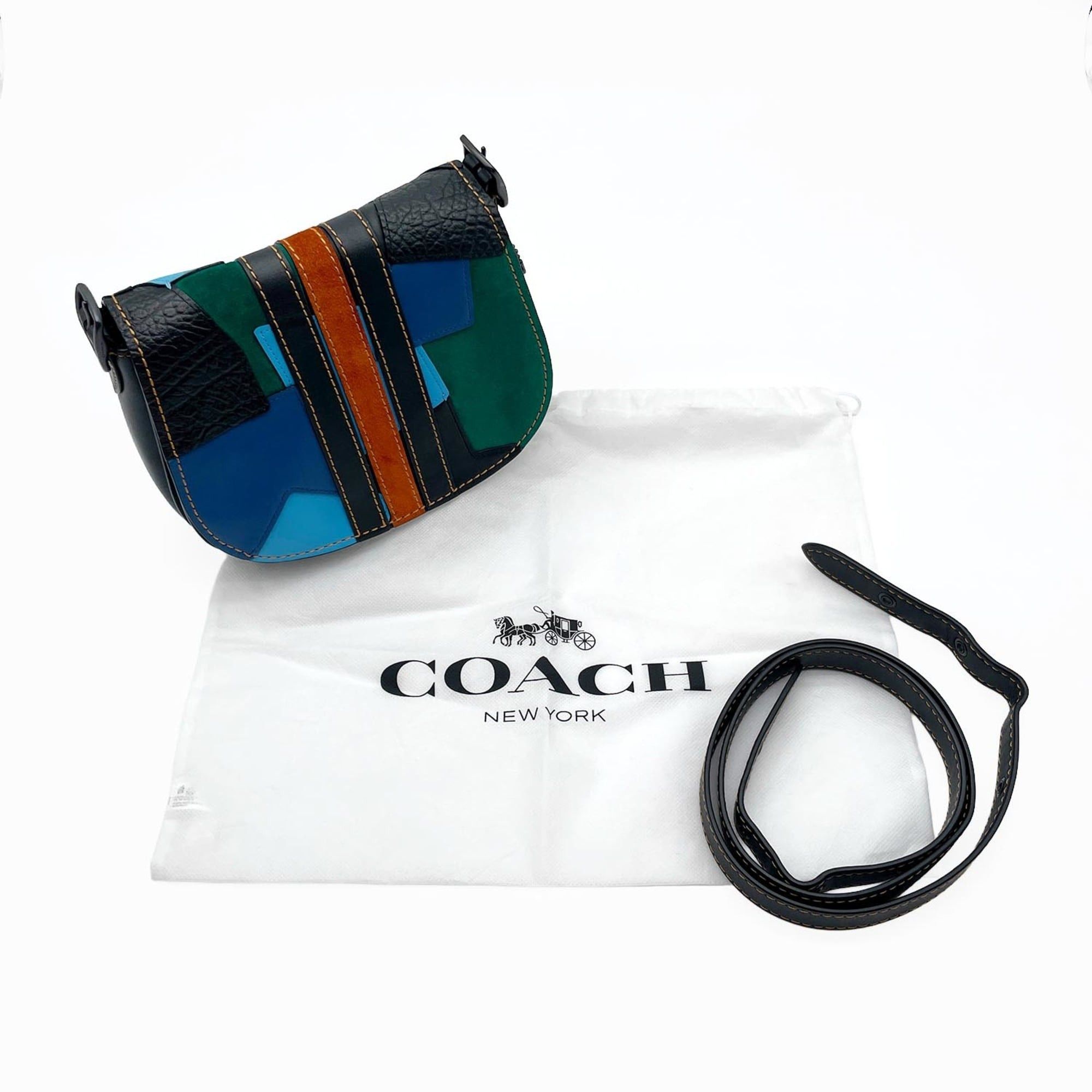 Coach COACH Saddlebag Varsity Patchwork Shoulder Bag 20115 Glovetanned Leather Black Men's and Women's Size ONE SIZE - 16 Thumbnail