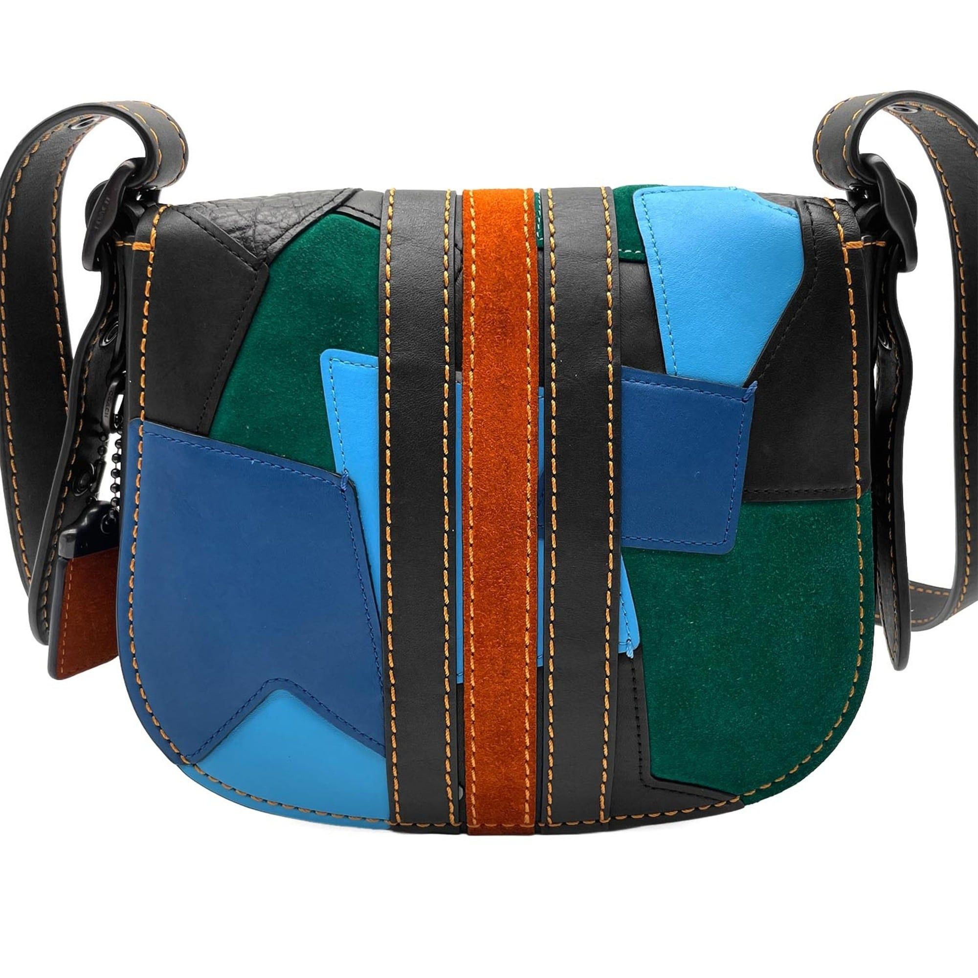 Coach COACH Saddlebag Varsity Patchwork Shoulder Bag 20115 Glovetanned Leather Black Men's and Women's Size ONE SIZE - 2 Thumbnail
