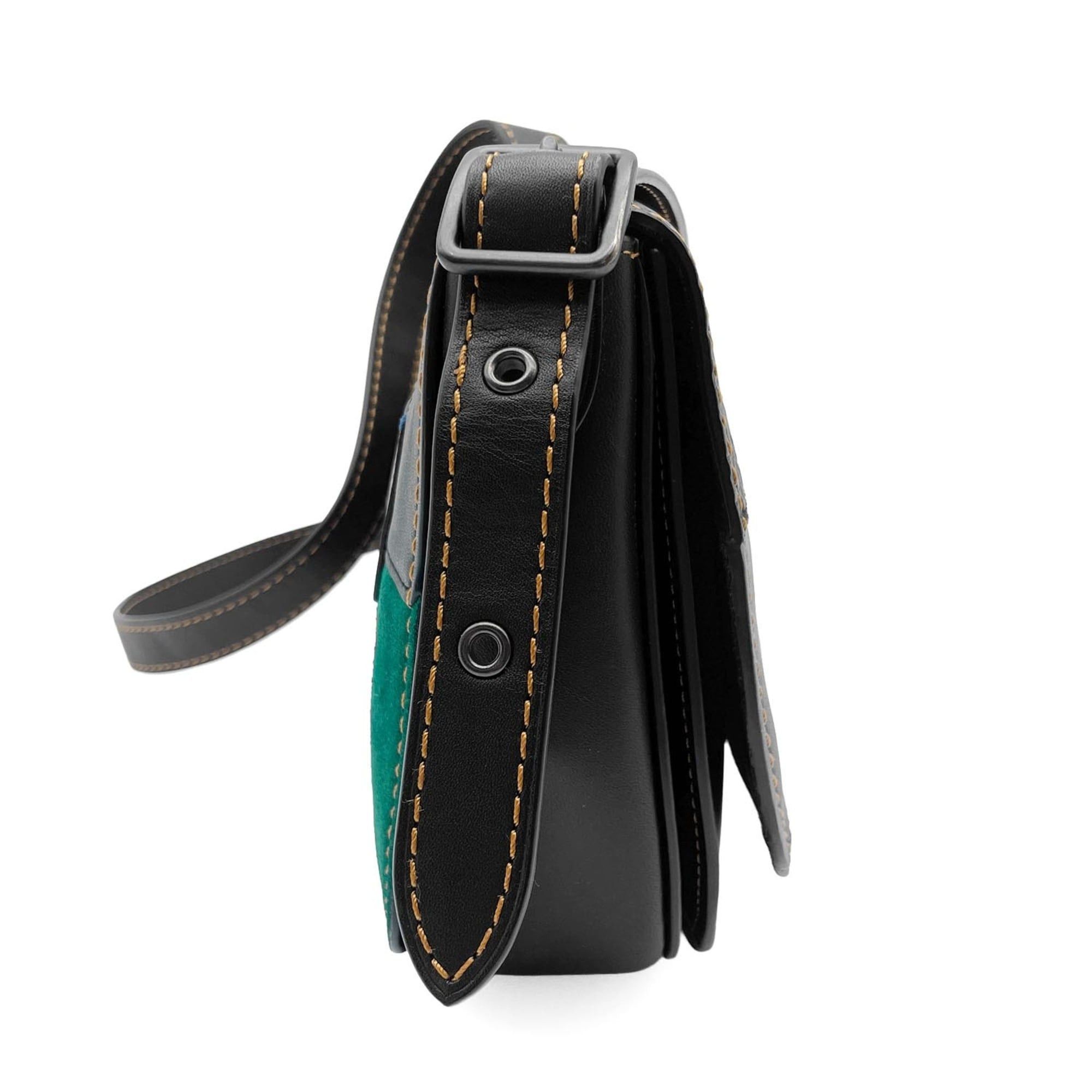 Coach COACH Saddlebag Varsity Patchwork Shoulder Bag 20115 Glovetanned Leather Black Men's and Women's Size ONE SIZE - 4 Thumbnail