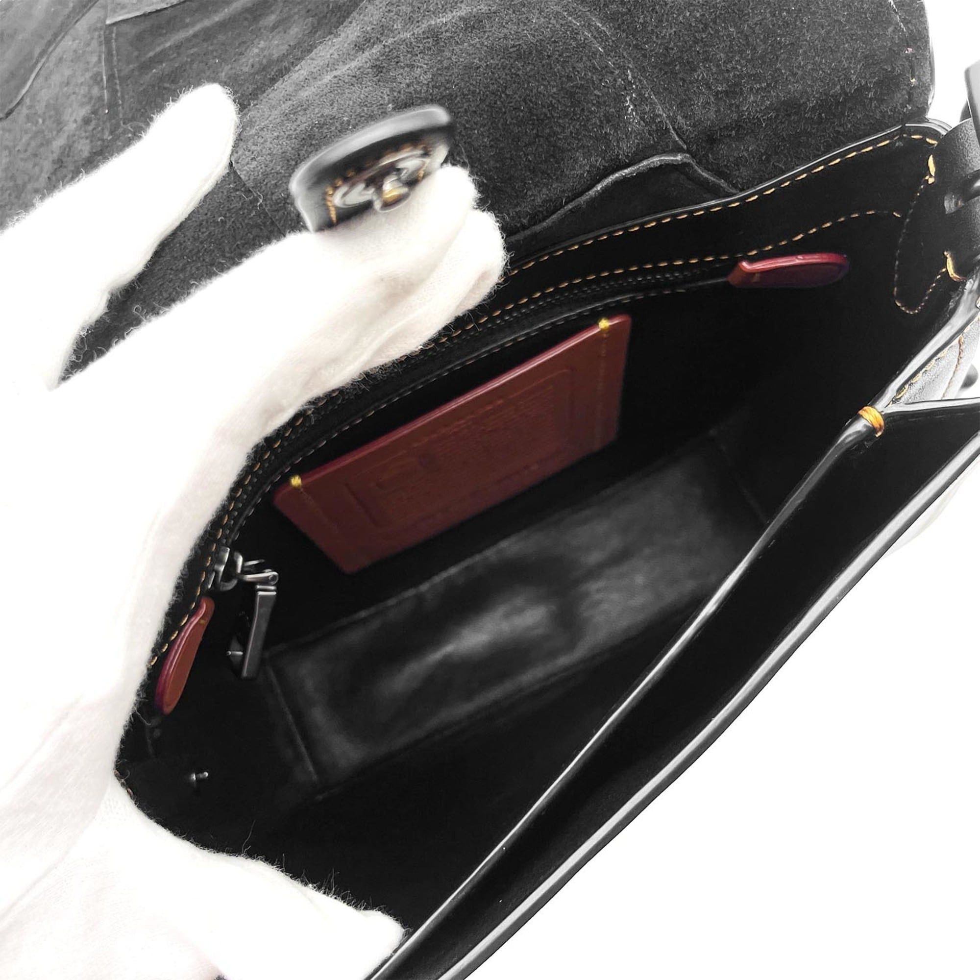 Coach COACH Saddlebag Varsity Patchwork Shoulder Bag 20115 Glovetanned Leather Black Men's and Women's Size ONE SIZE - 7 Thumbnail