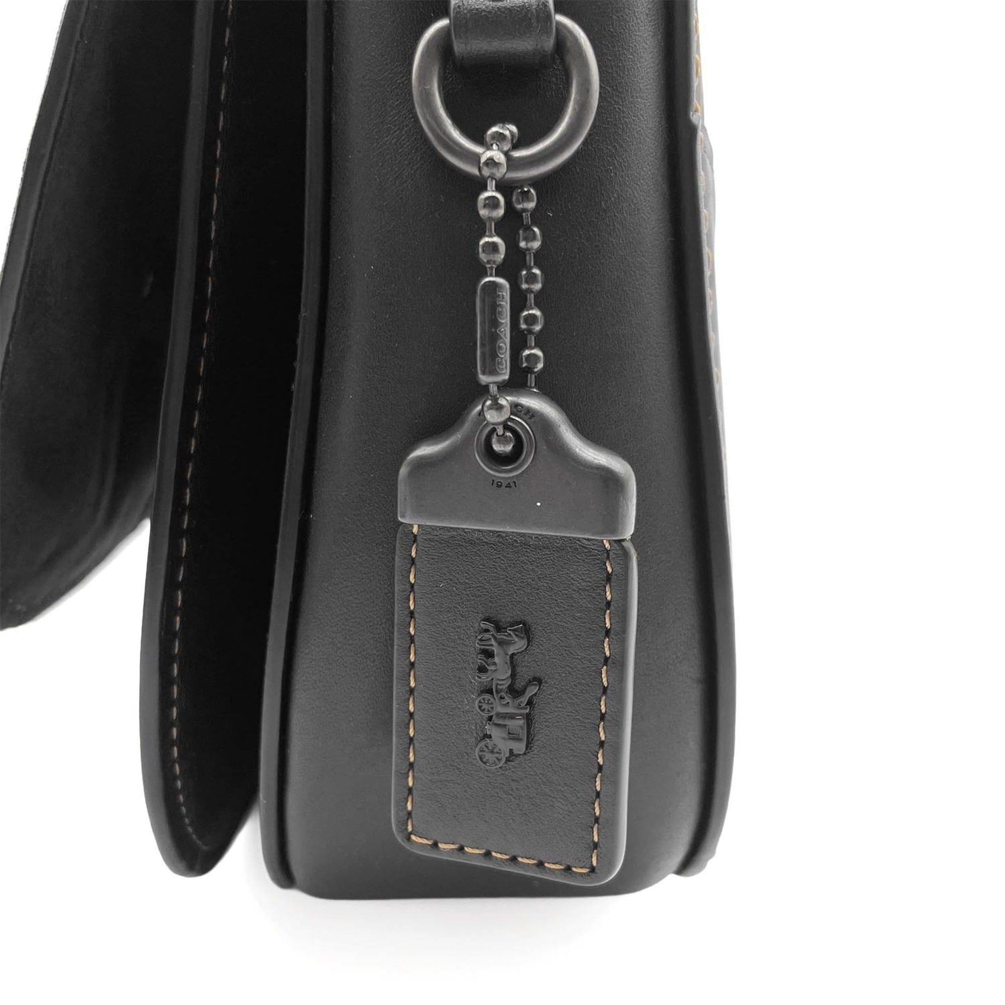 Coach COACH Saddlebag Varsity Patchwork Shoulder Bag 20115 Glovetanned Leather Black Men's and Women's Size ONE SIZE - 14 Thumbnail