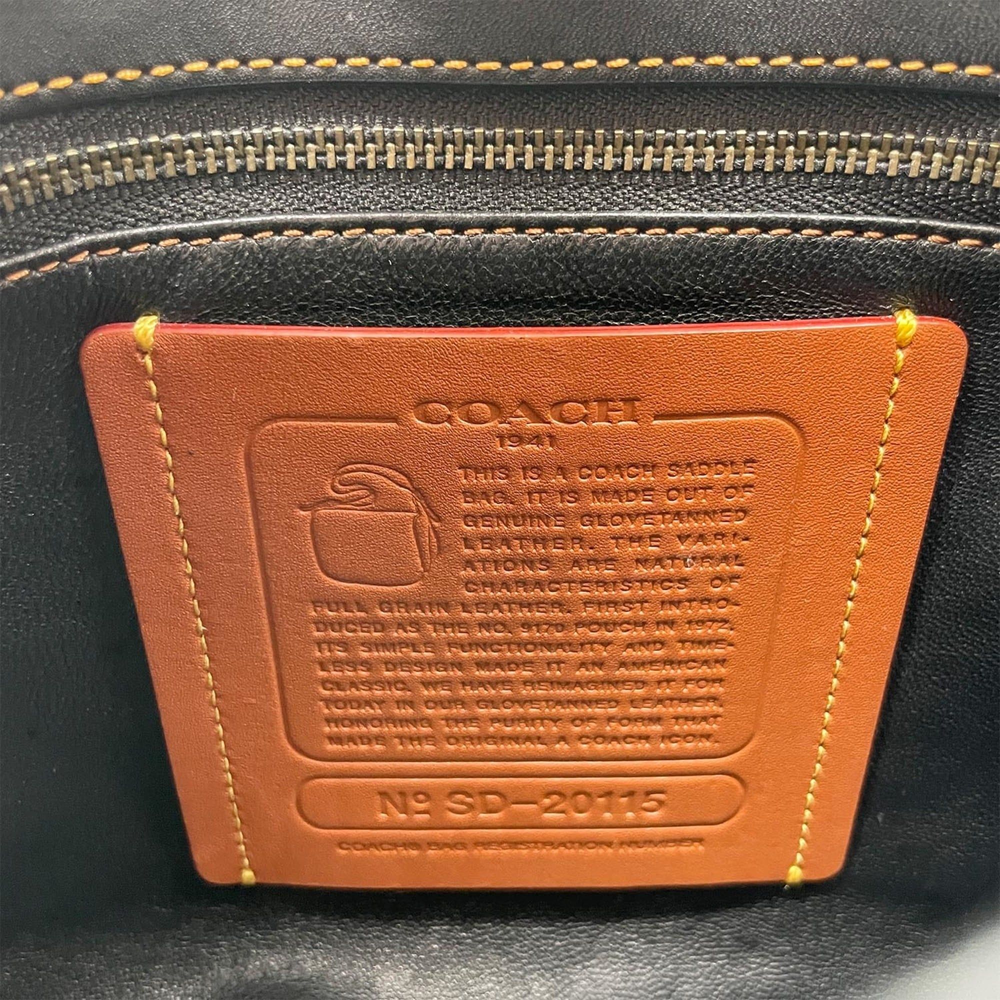 Coach COACH Saddlebag Varsity Patchwork Shoulder Bag 20115 Glovetanned Leather Black Men's and Women's Size ONE SIZE - 11 Thumbnail