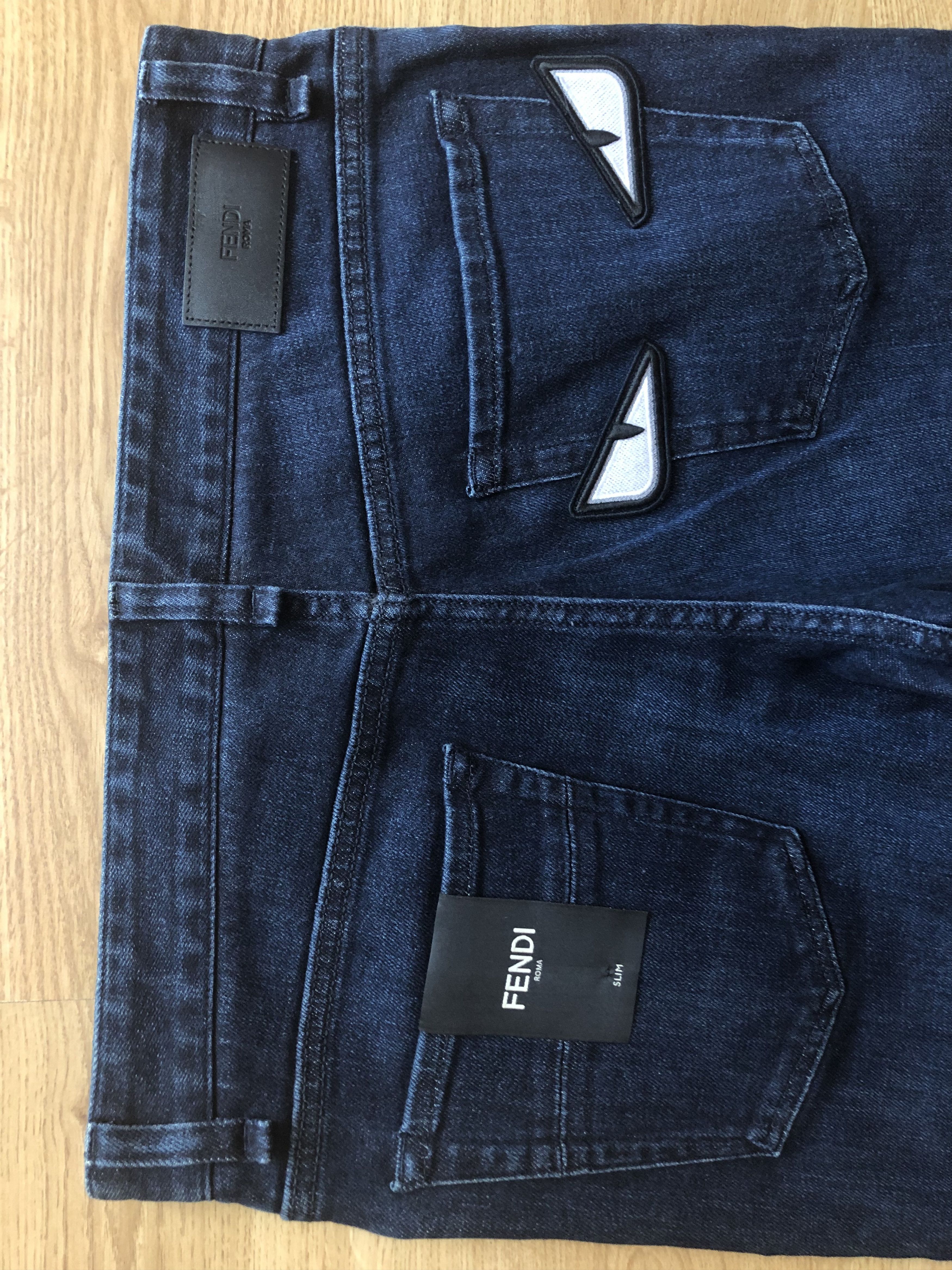 Fendi Fendi Monster Eyes Slim Jeans Dark Blue Sz- W33 L34 FLP201