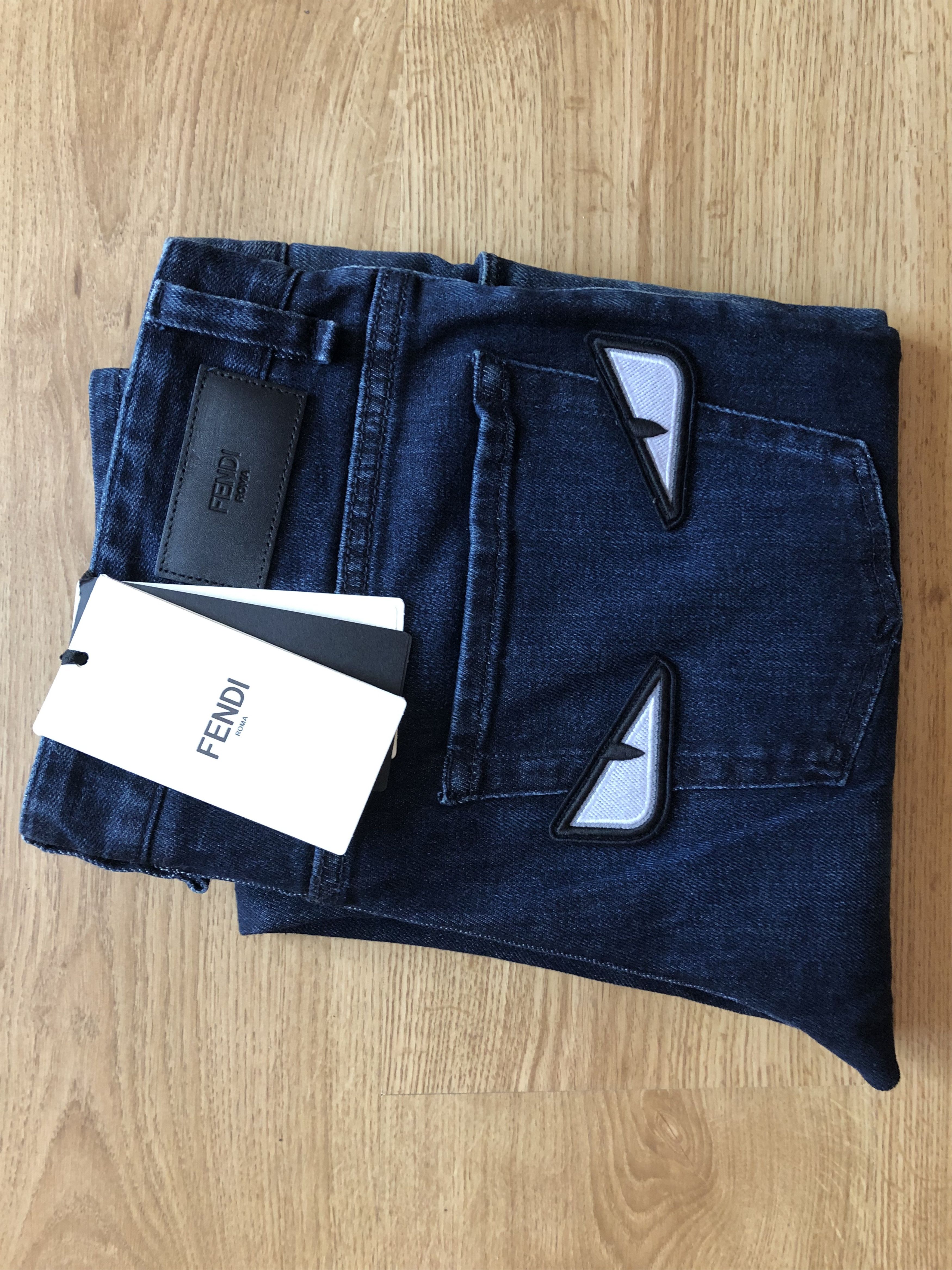 Fendi Fendi Monster Eyes Slim Jeans Dark Blue Sz- W33 L34 FLP201