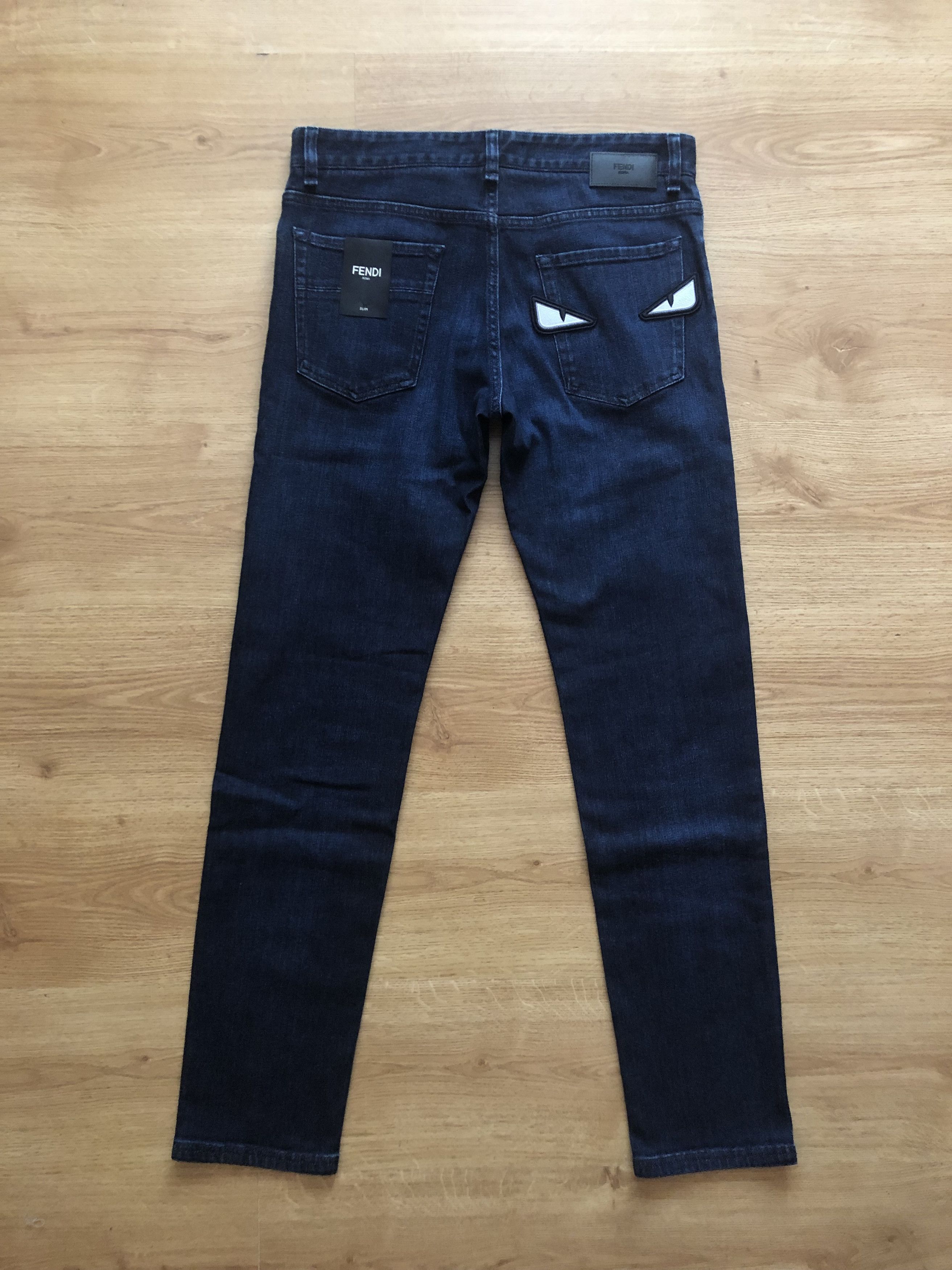 Fendi Fendi Monster Eyes Slim Jeans Dark Blue Sz- W33 L34 FLP201 