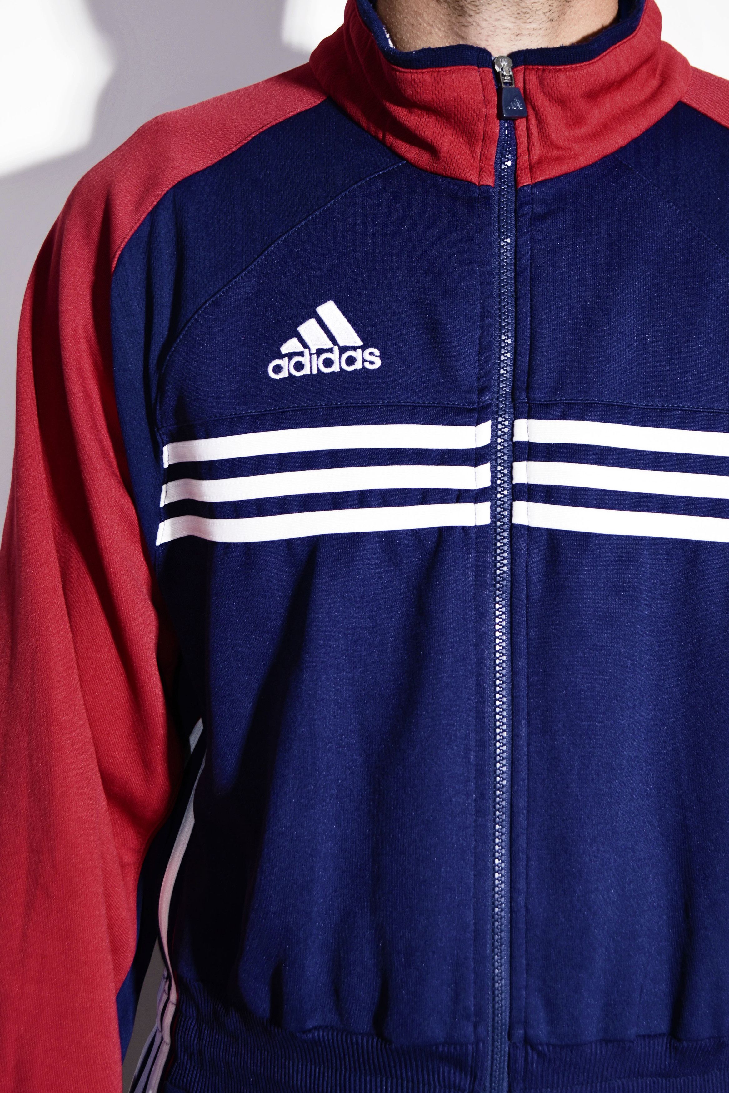 Adidas Vintage men sport onesie ADIDAS | 80s retro Old School overall full coverall jumpsuit sweatsuit one part piece tracksuit blue red | Large Size US 34 / EU 50 - 5 Preview