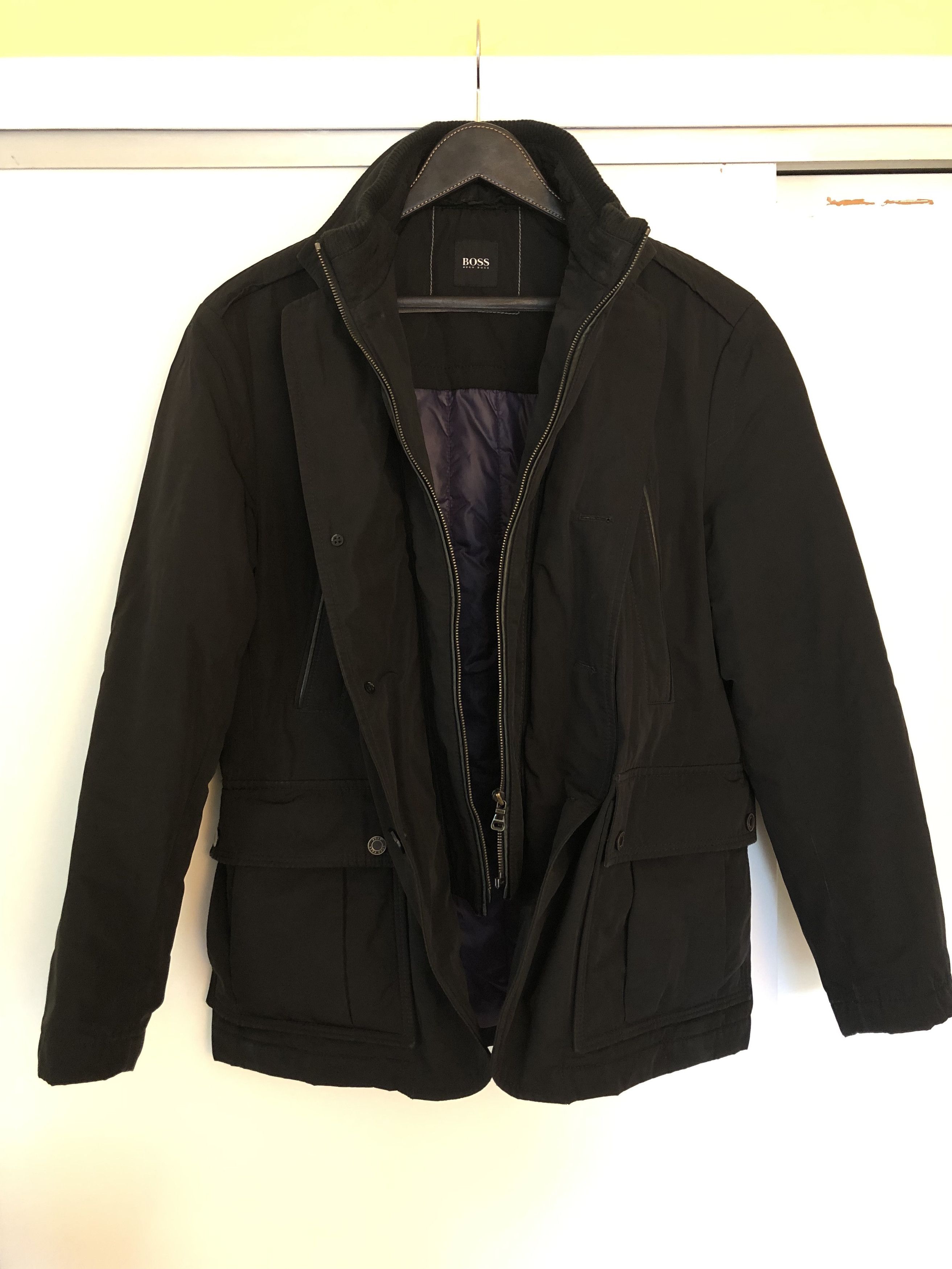 Hugo boss coat black deals