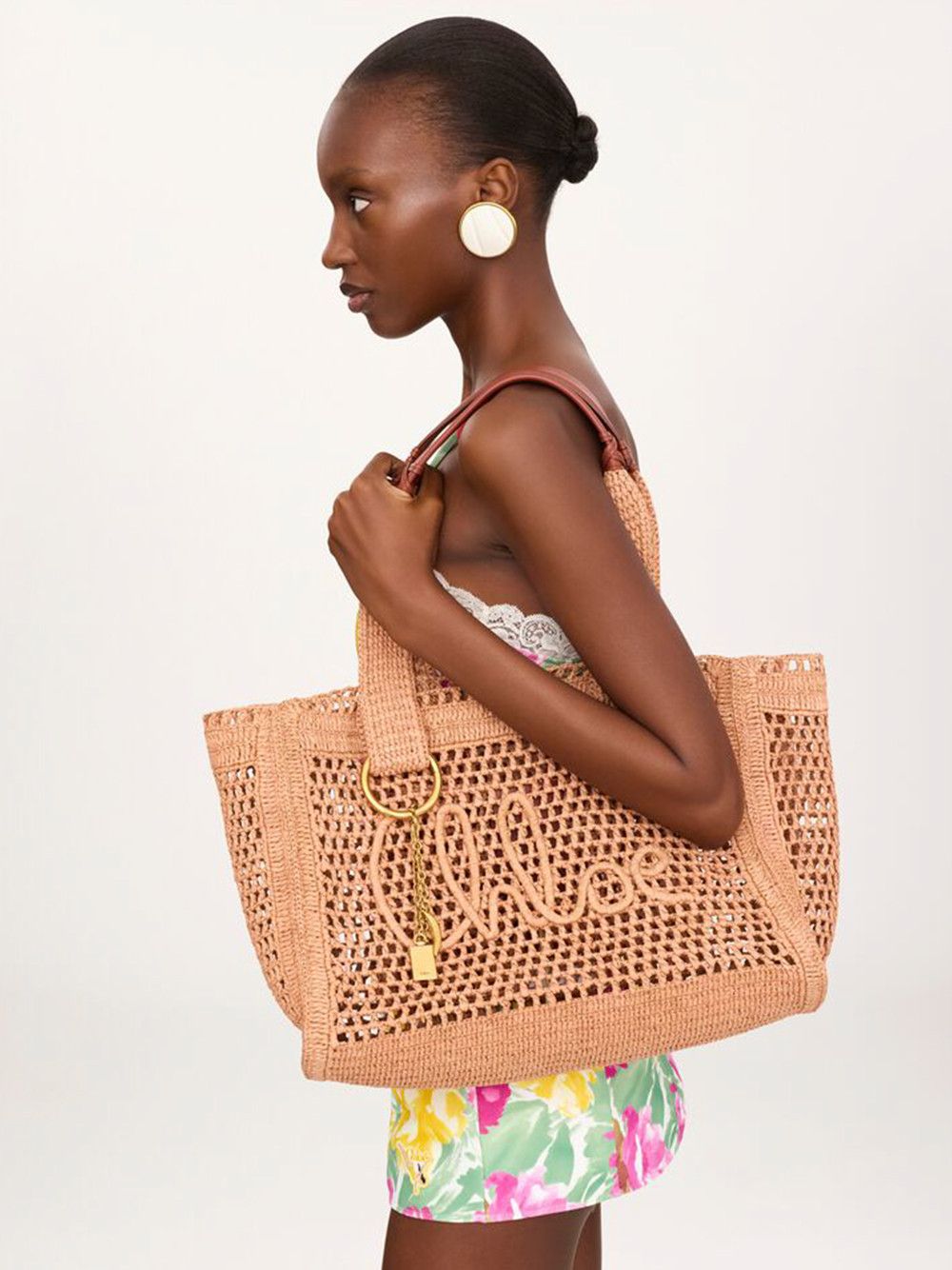Chloe SUMMER BANANA EAST-WEST TOTE BAG IN RAFFIA Size ONE SIZE - 4 Thumbnail