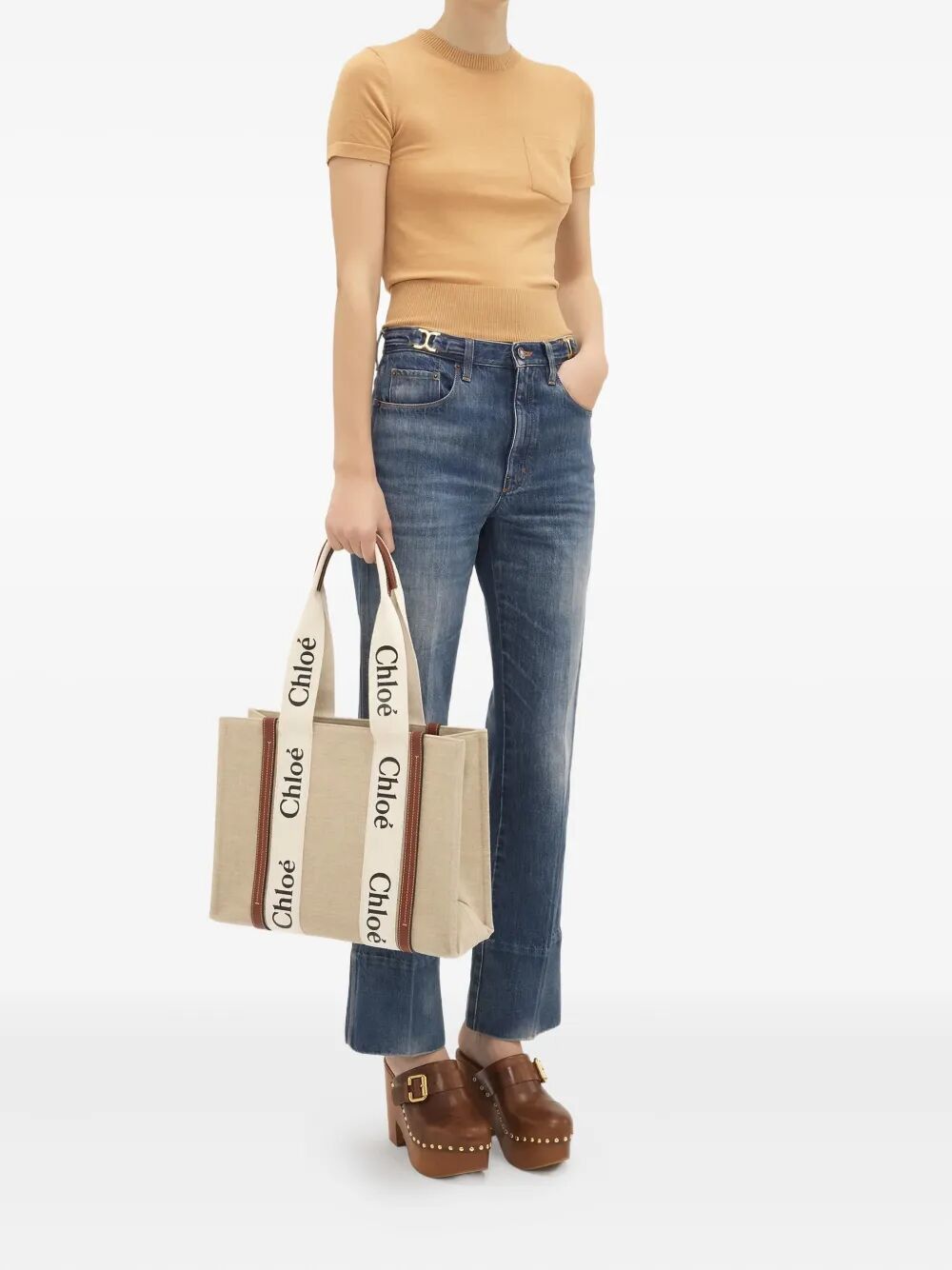 Chloe WOODY LINEN TOTE BAG Size ONE SIZE - 4 Thumbnail