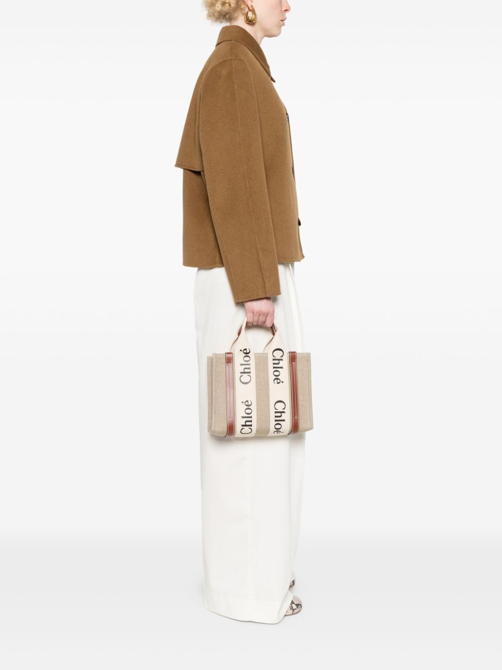 Chloe SMALL WOODY TOTE BAG IN LINEN Size ONE SIZE - 2 Thumbnail