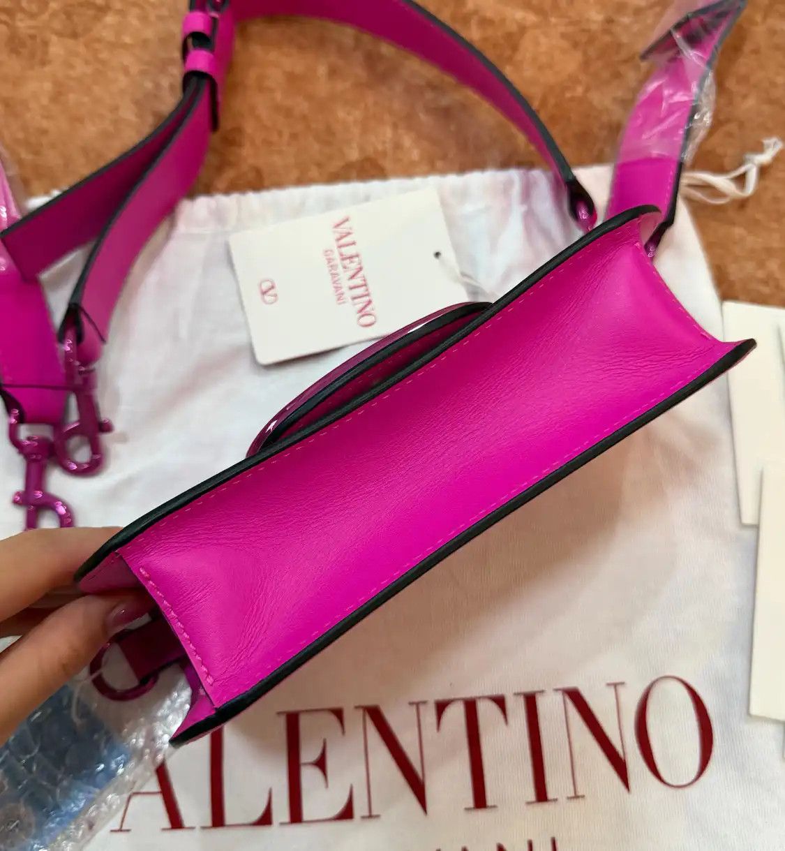 Valentino VALENTINO Vsling mini rose redcowhide leather crossbody bag 2 striped detachable Size ONE SIZE - 4 Thumbnail