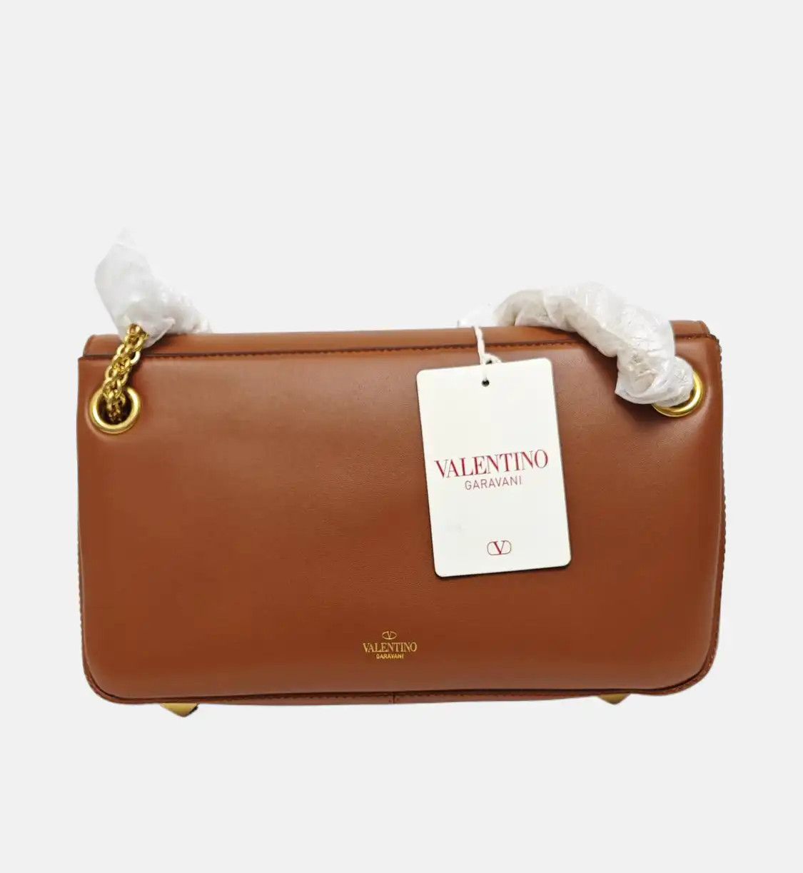 Valentino VALENTINO Vsling brown cowhide leather stud shoulder bag crossbody bag gold hard Size ONE SIZE - 5 Thumbnail
